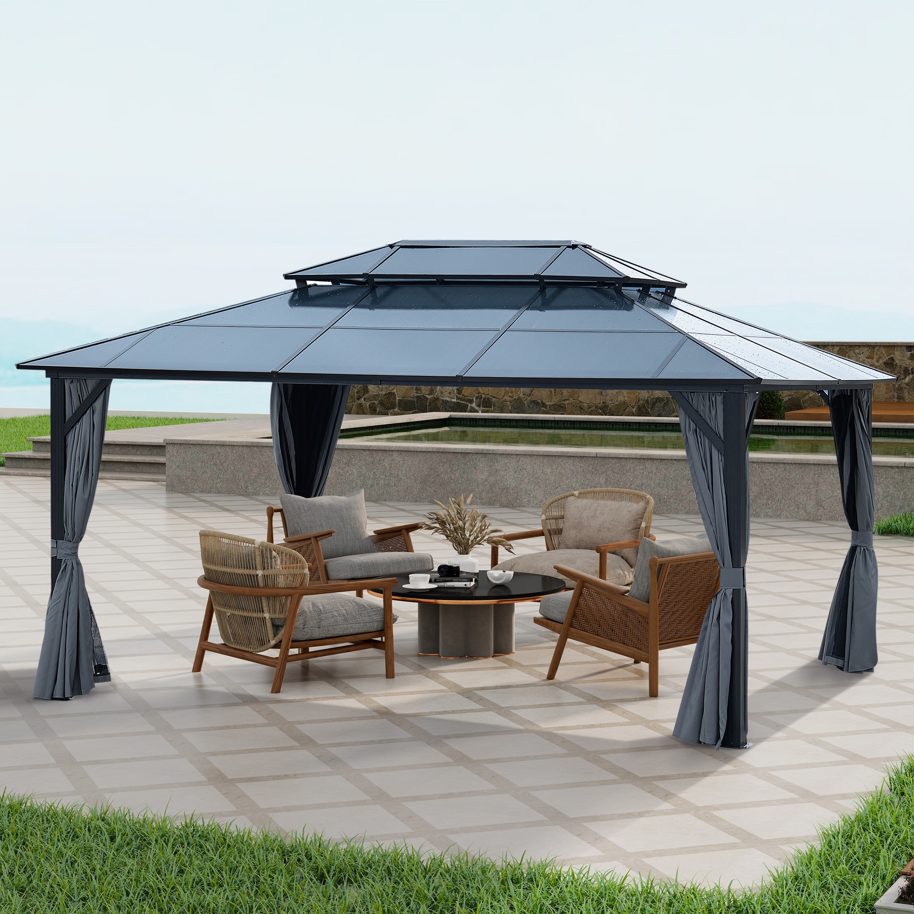 Xspracer ML-GA00033 11.9-ft x 15.9-ft GA Gray with Hardtop Roof (Screen Included)