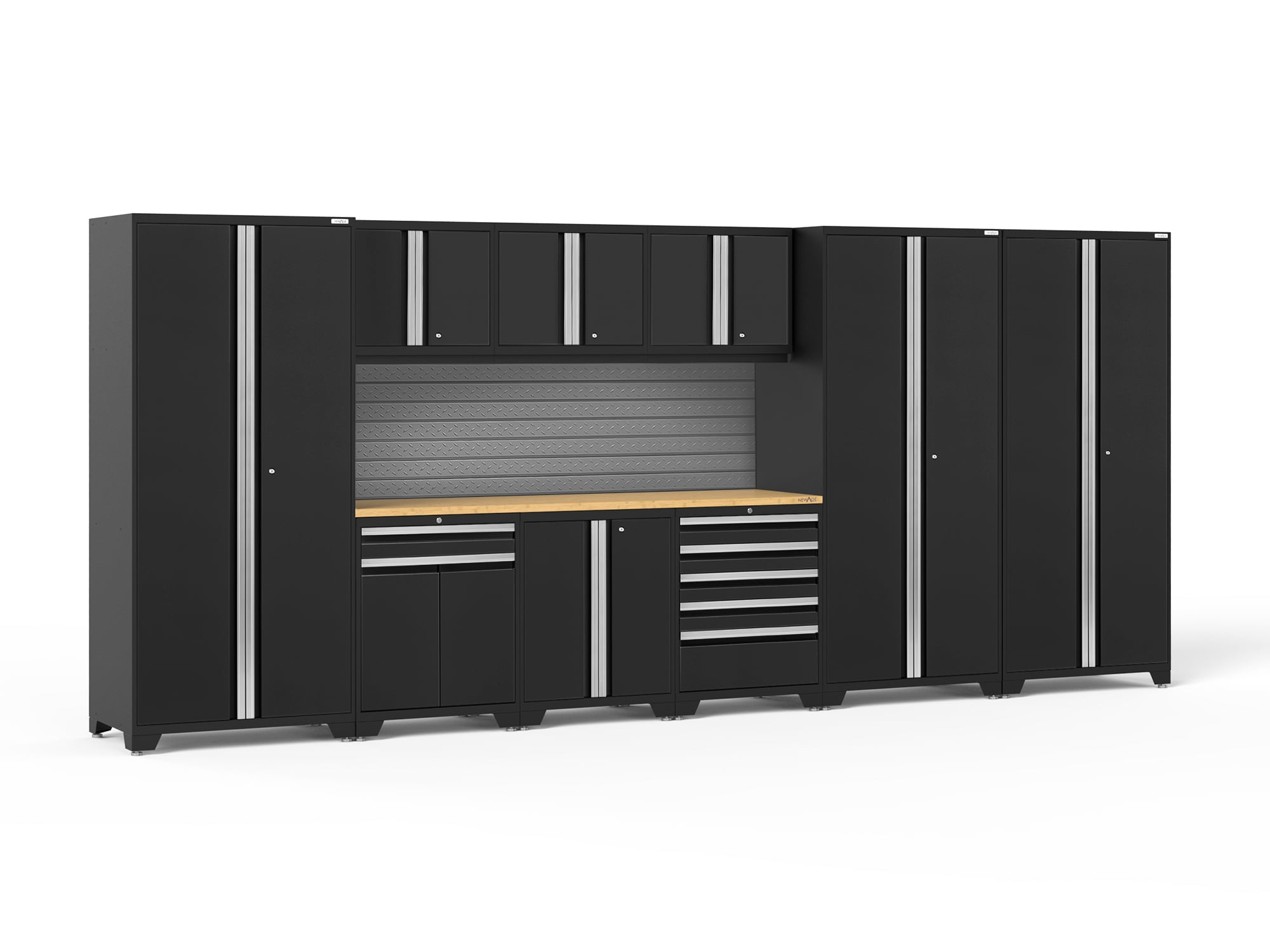NewAge Products 64228 192-in W x 84.75-in H x 24-in D 9 -Cabinets Steel Black Garage Storage System