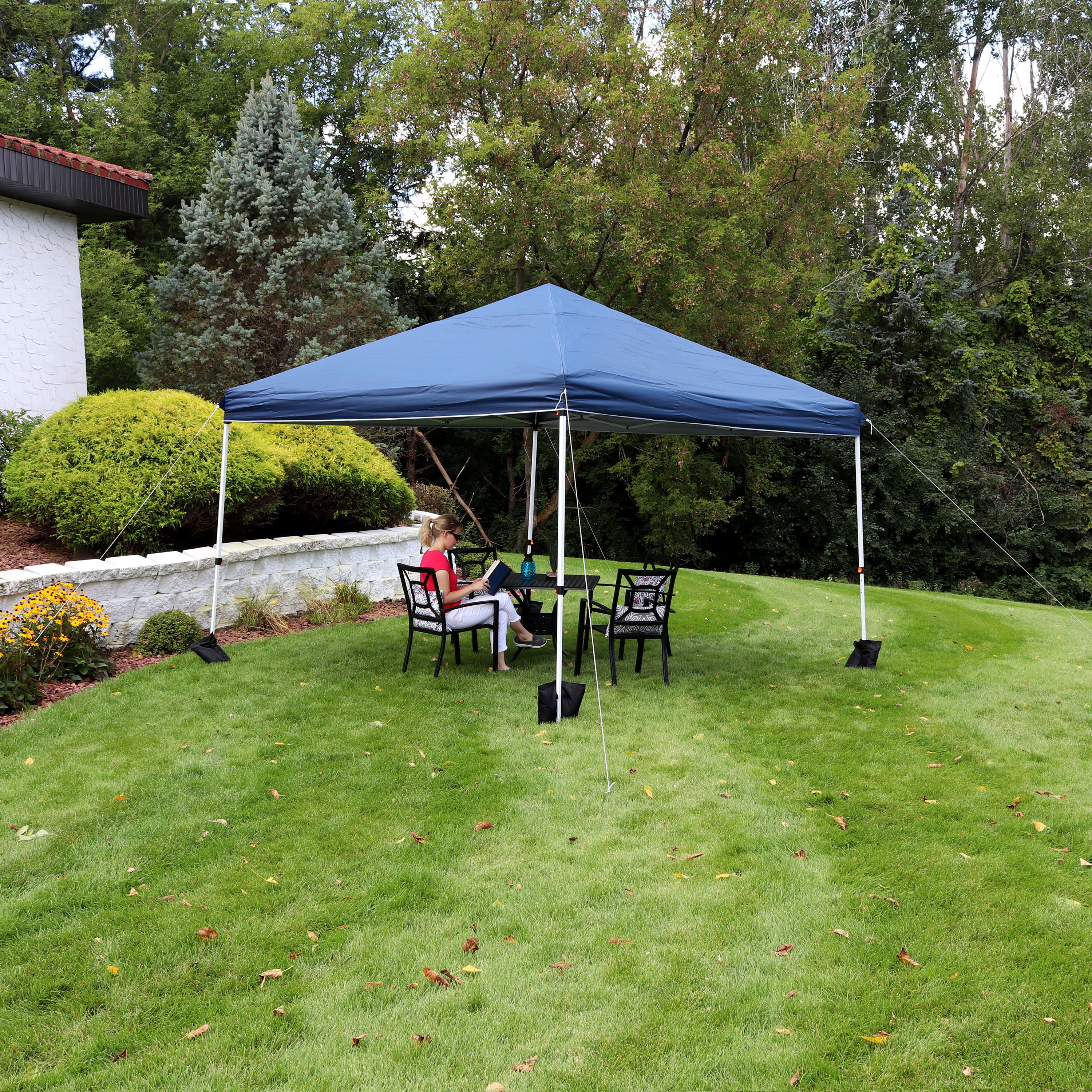 Sunnydaze Decor WUY-922-080 12-Feet x 12-Feet Square Blue Pop-up canopy