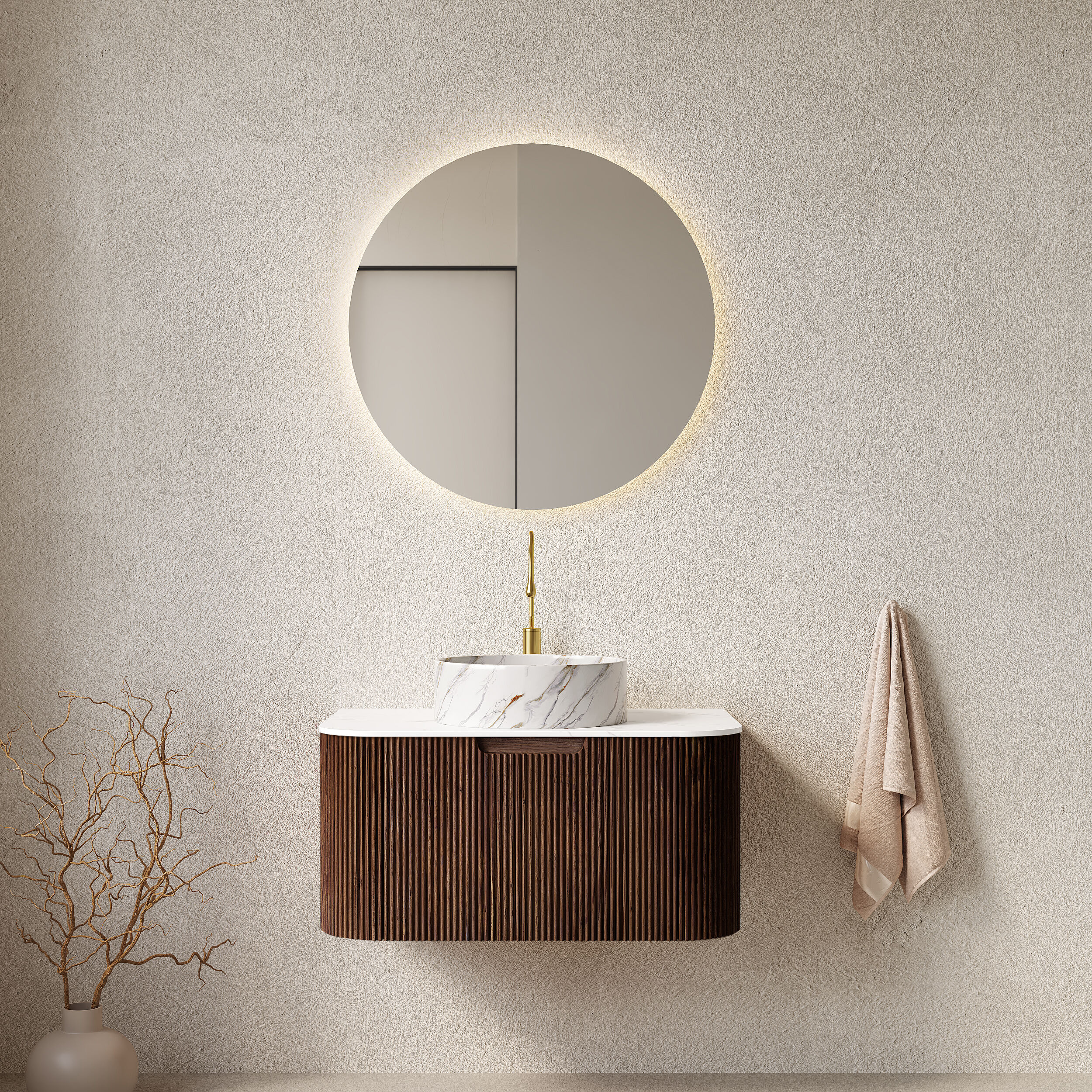 LOVMOR SF-WO-W2615S00147 Bathroom Vanity with Sink with Drawer White Ceramic Basin without Faucet