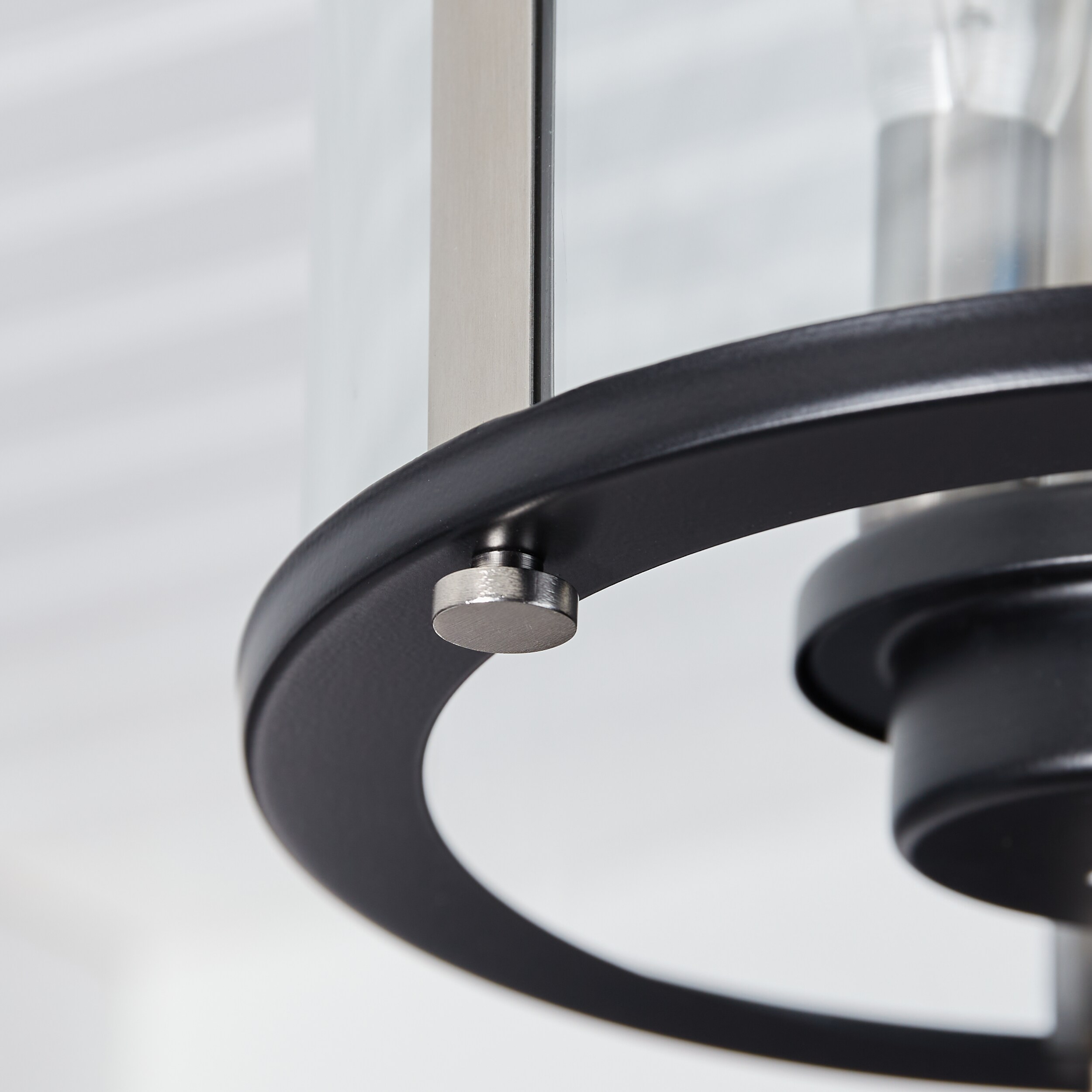 Transitional Squire Matte Black Semi-Flush Outdoor Light with Clear Glass