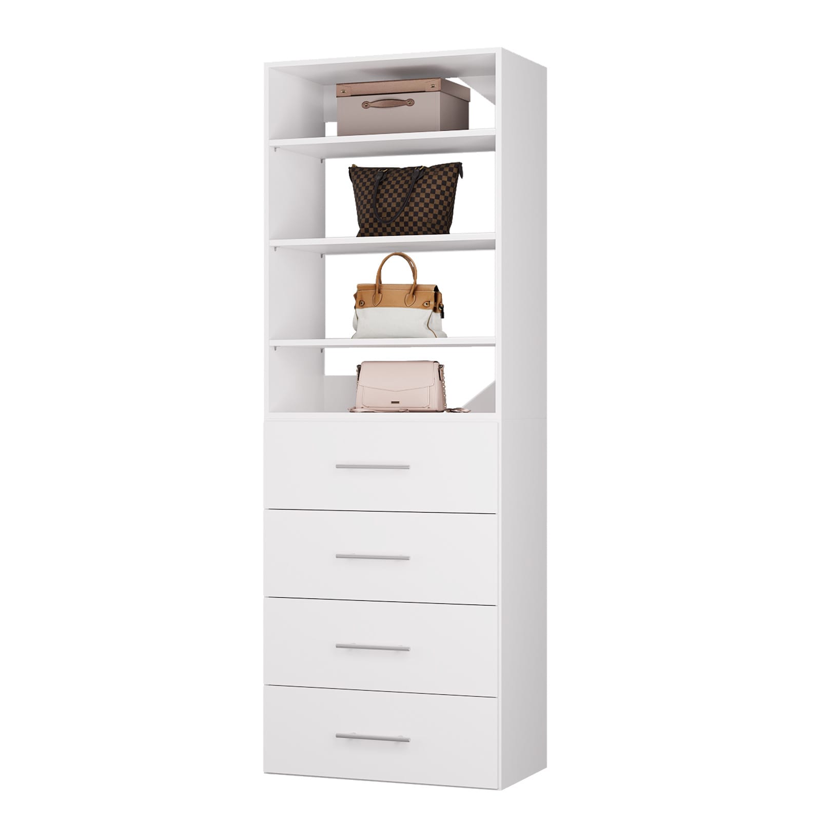 LOVMOR LO-MODEL8-1-ZJL 19.5 in White Modular Closet System Unit-Customizable Wall Mounted Walk-In Closets for Bedroom or Walk-in Closet