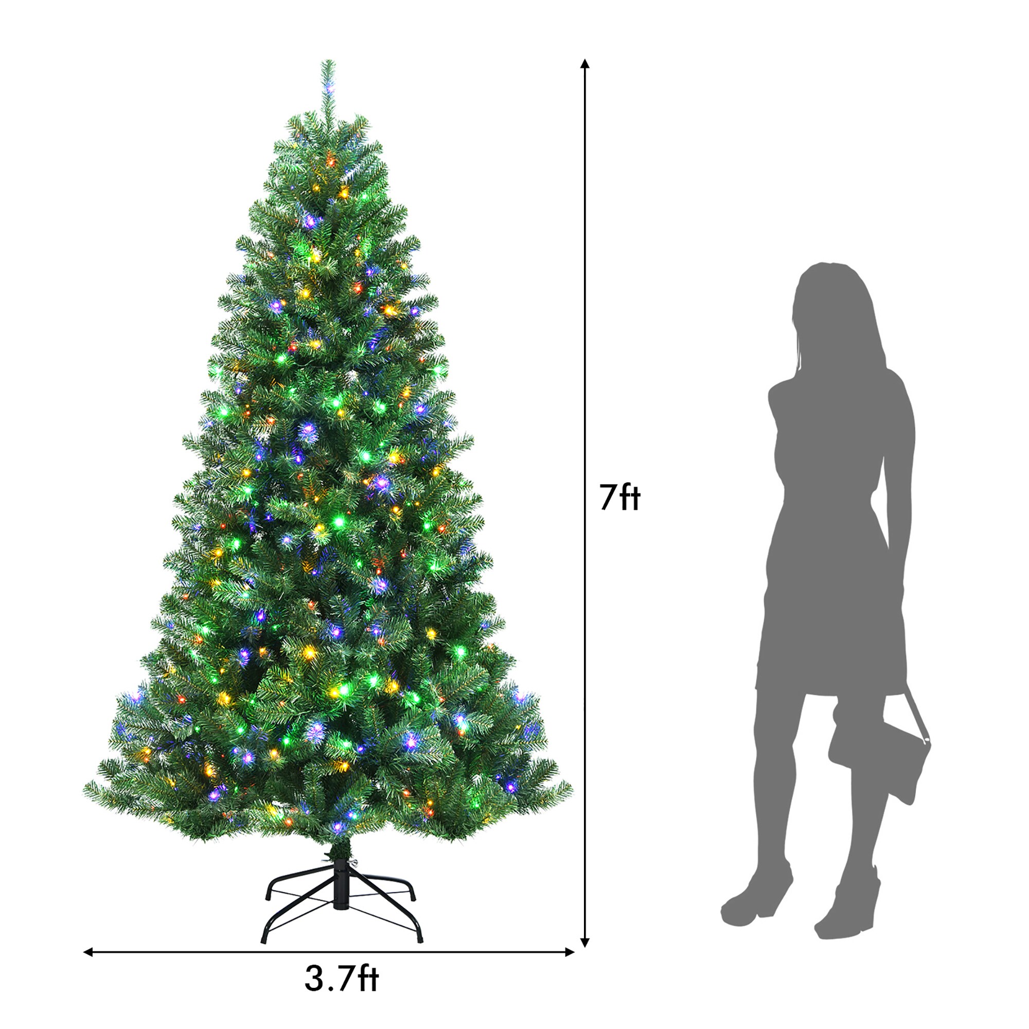 Costway 7-ft Pre-lit Artificial Christmas Tree with LED Lights in the ...