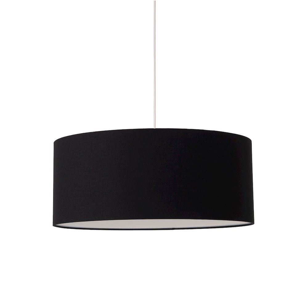 NOVA of California Stretch Pendant - Black Steel Black Linen Shade Dimmable Bulb Included