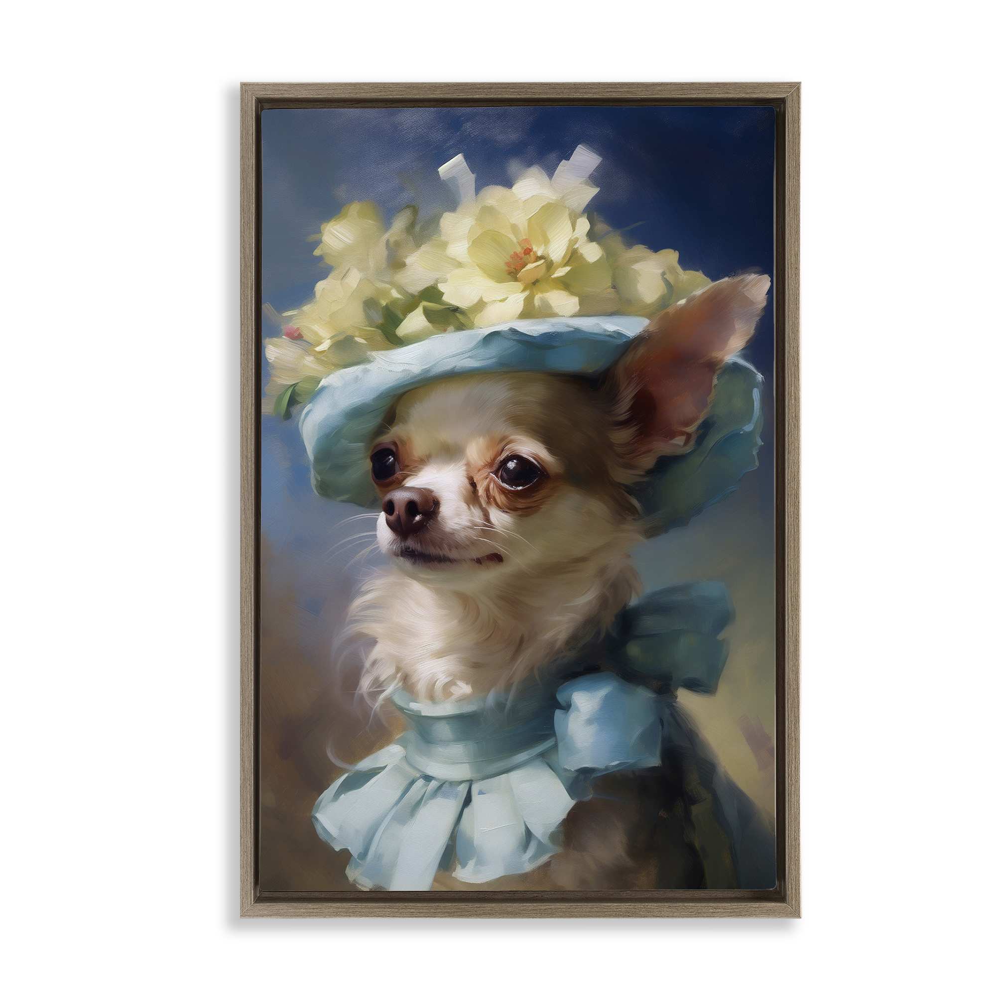 Stupell Industries BS-959-FFE-20X30 Dog with Fashionable Hat Brown Framed Floater Canvas Wall Art By Wumples 21 x 31
