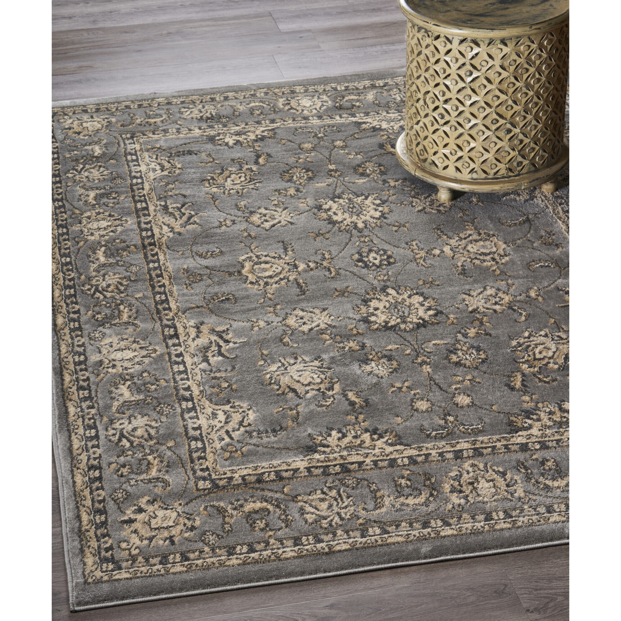 LR Home 1098A3984934J8 5 x 7 (ft) Loomed Polypropylene Gray Rectangular Indoor Border Farmhouse/Cottage Area rug