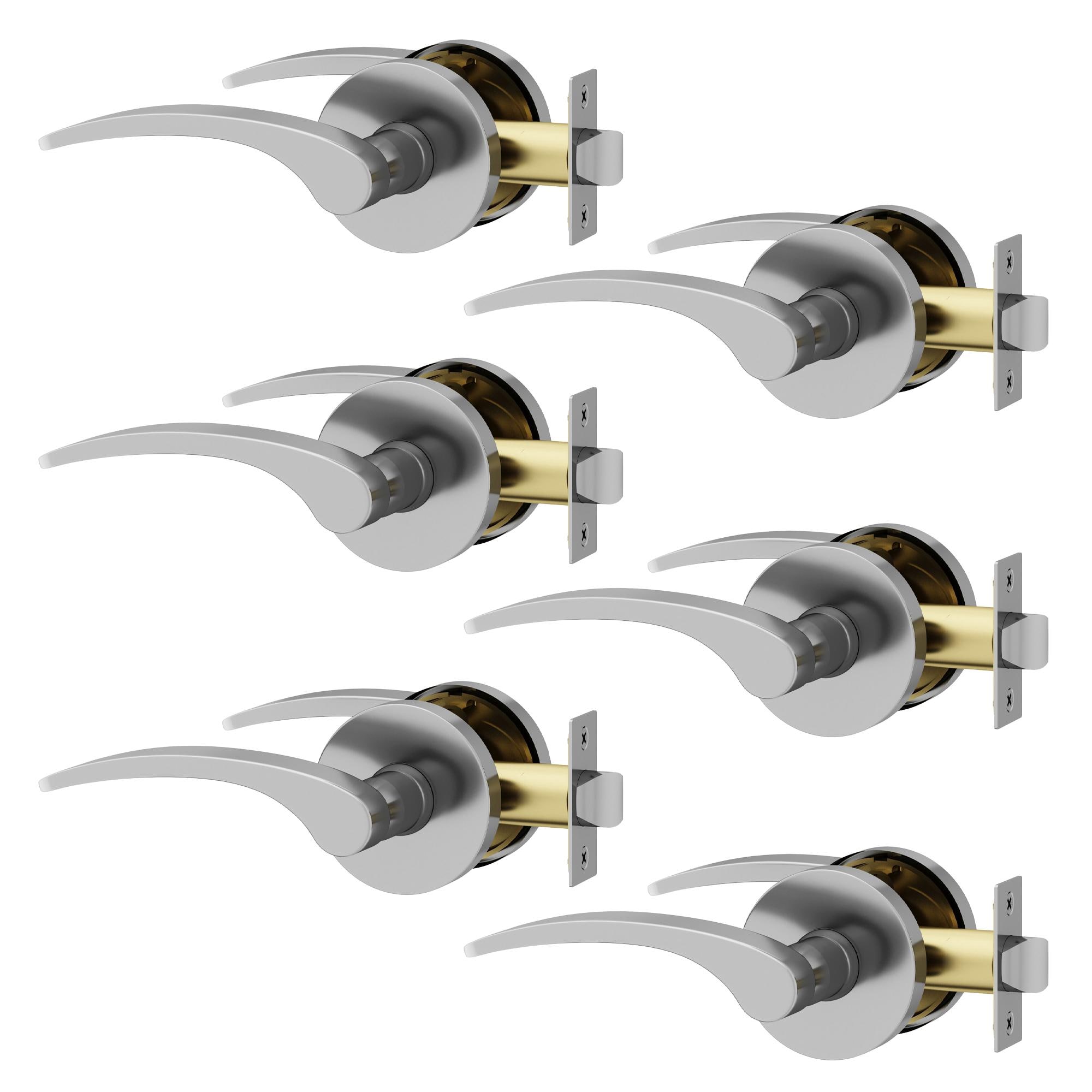 OKUN Brook Chrome Interior or Hall/Closet Passage Door Handle 6 -Pack