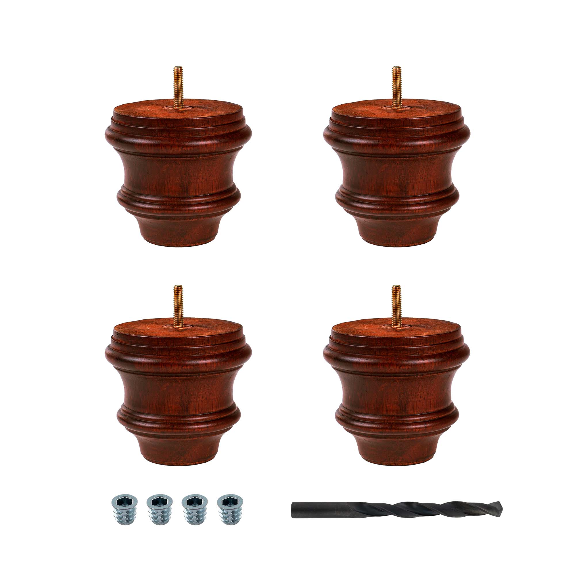 4.25-Inch Cherry Rubberwood Bun Foot Sofa Legs, Pack of 4
