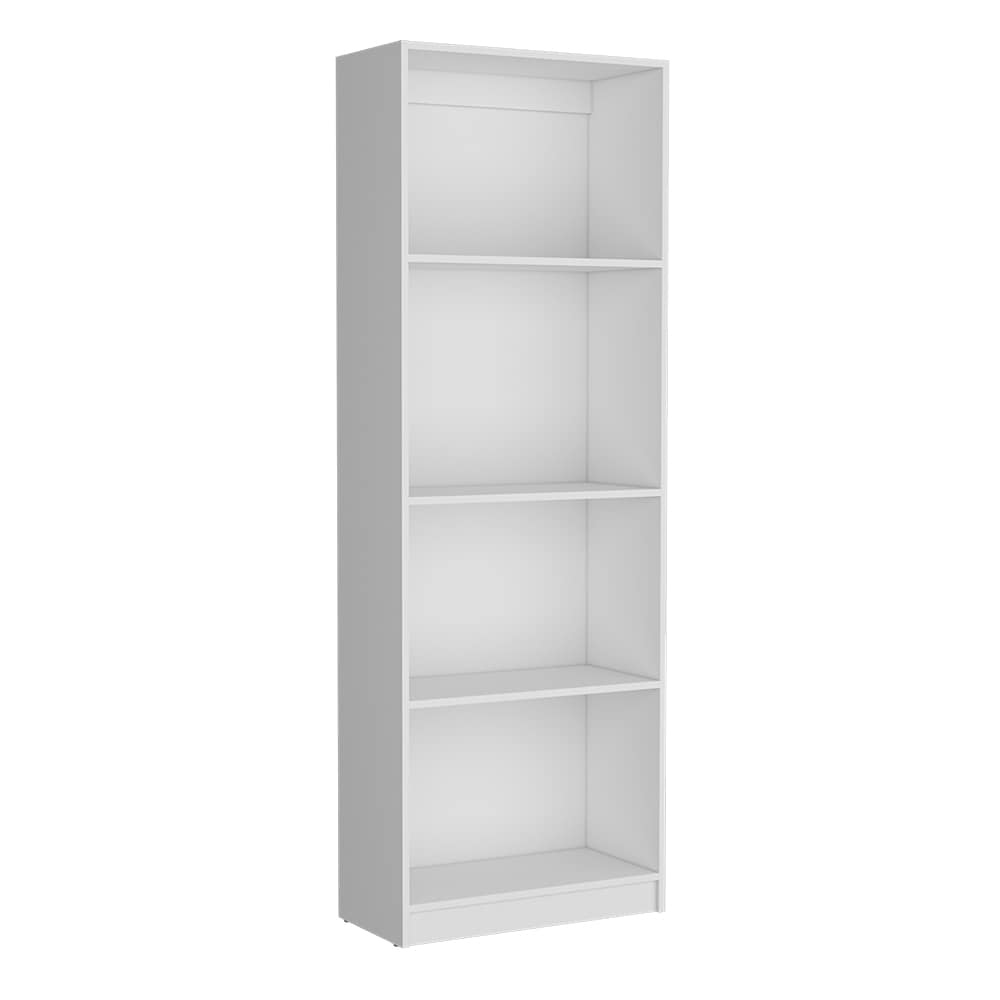 Flynama L-142820 White Particleboard 4 -Shelf Bookcase ( 11.7-in W x 71.1-in H x 24.7-in D ) Finished