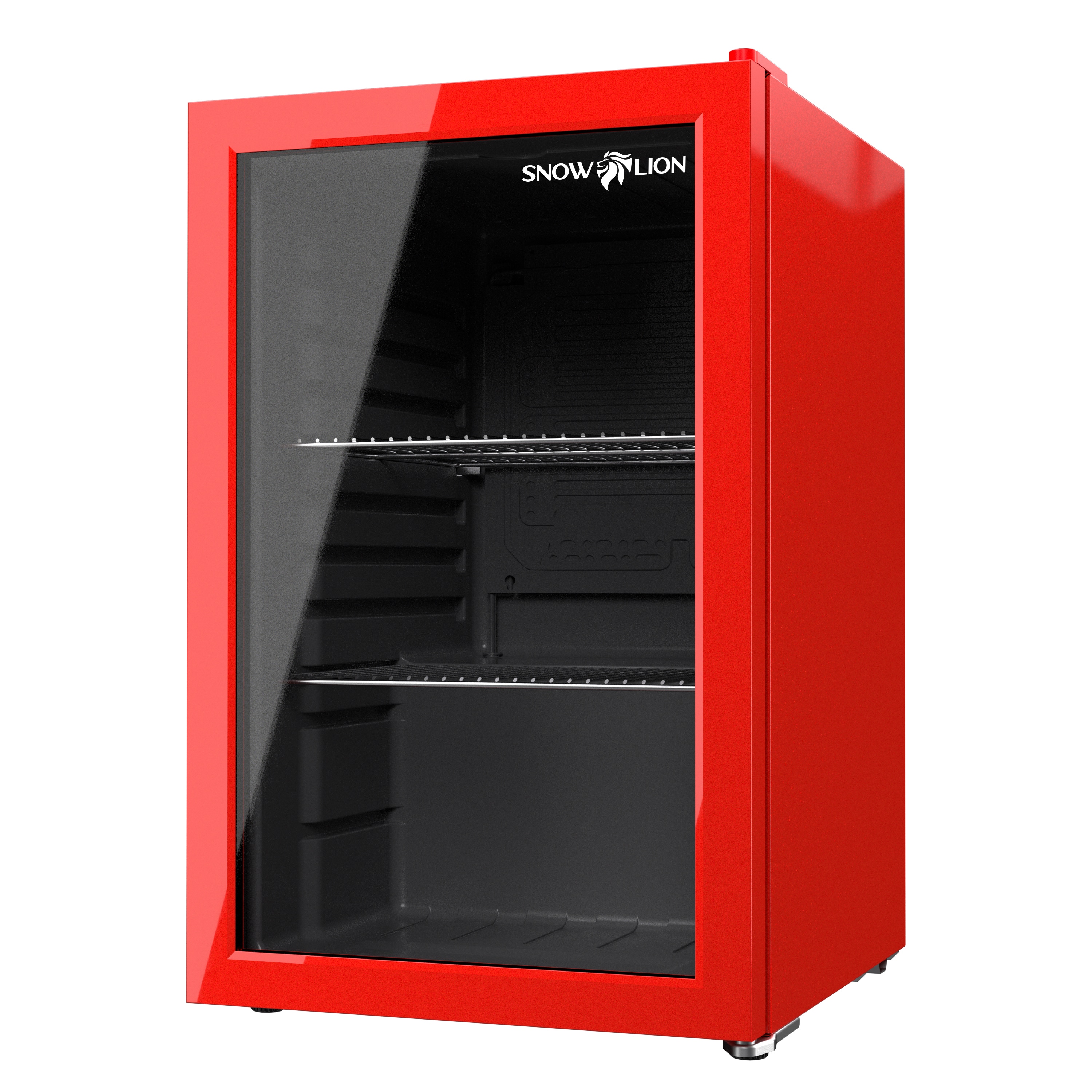 SnowLion OSFG016-RL Premium 69L Beverage Glass Door 2.4-Cu. Feet Mini Fridge ( Red ) Garage Ready