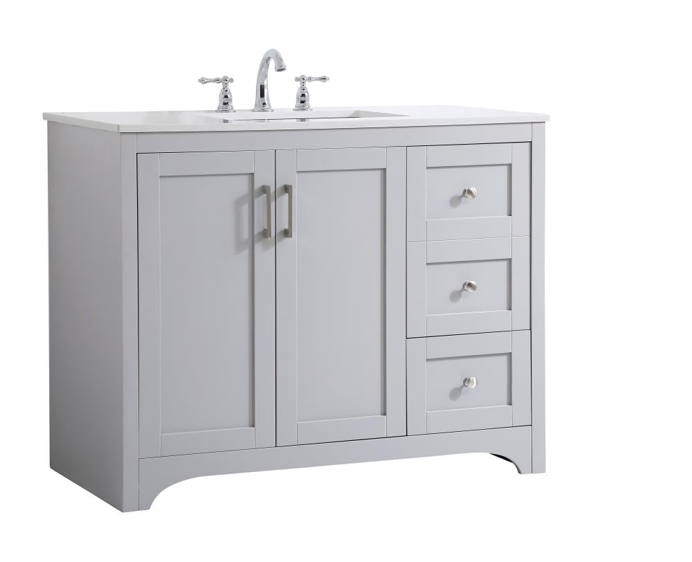 Gray 42" Single Bathroom Vanity with Quartz Top