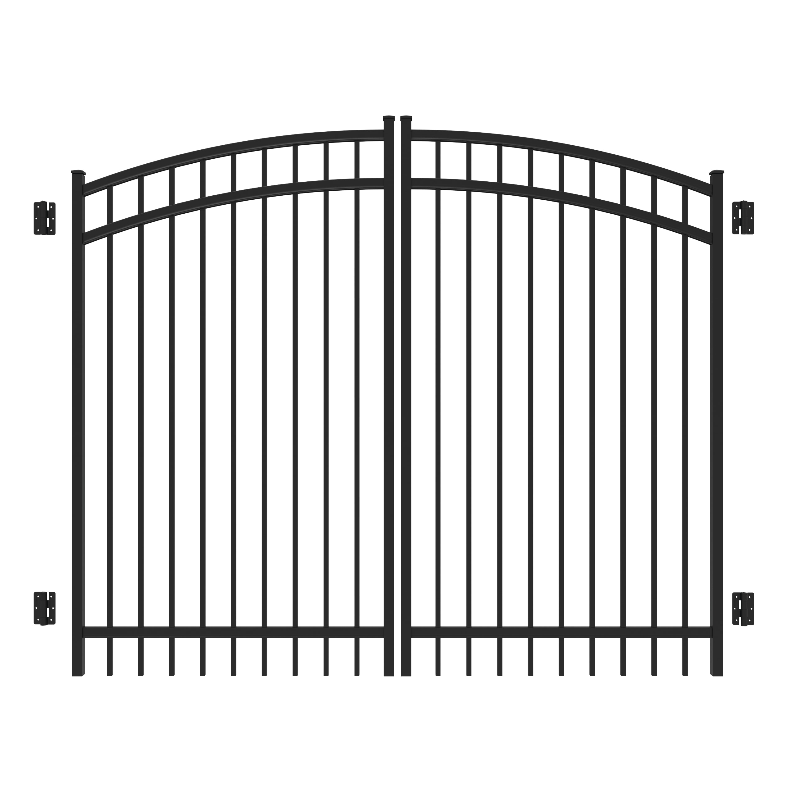Freedom 73016828 New Haven 6-ft H x 8-ft W Black Aluminum Decorative Walk-thru Spaced picket Fence gate