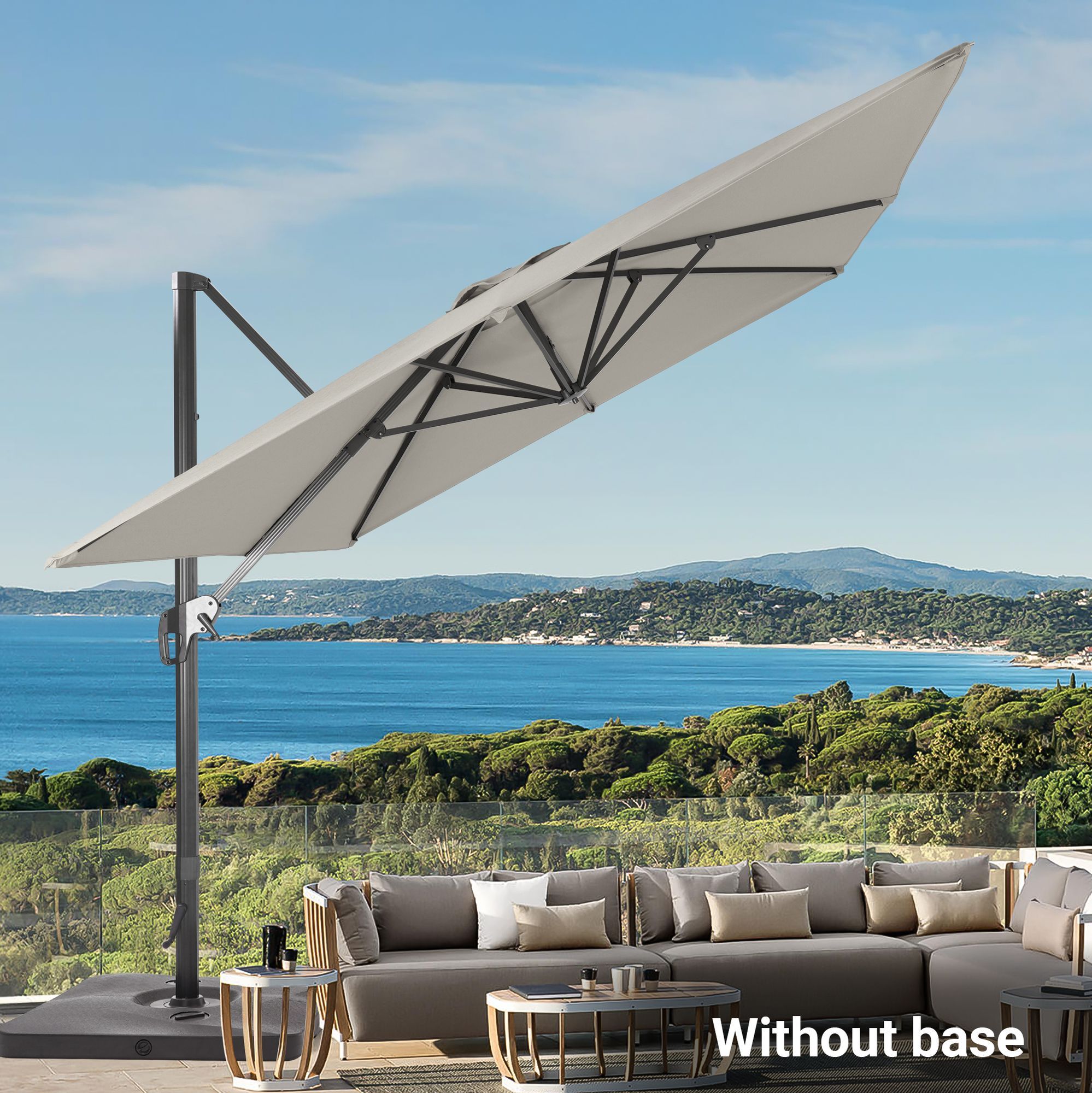 Sonkuki SD-NB2735-GY 11.5-Feet Aluminum Gray No-tilt Cantilever Patio Umbrella