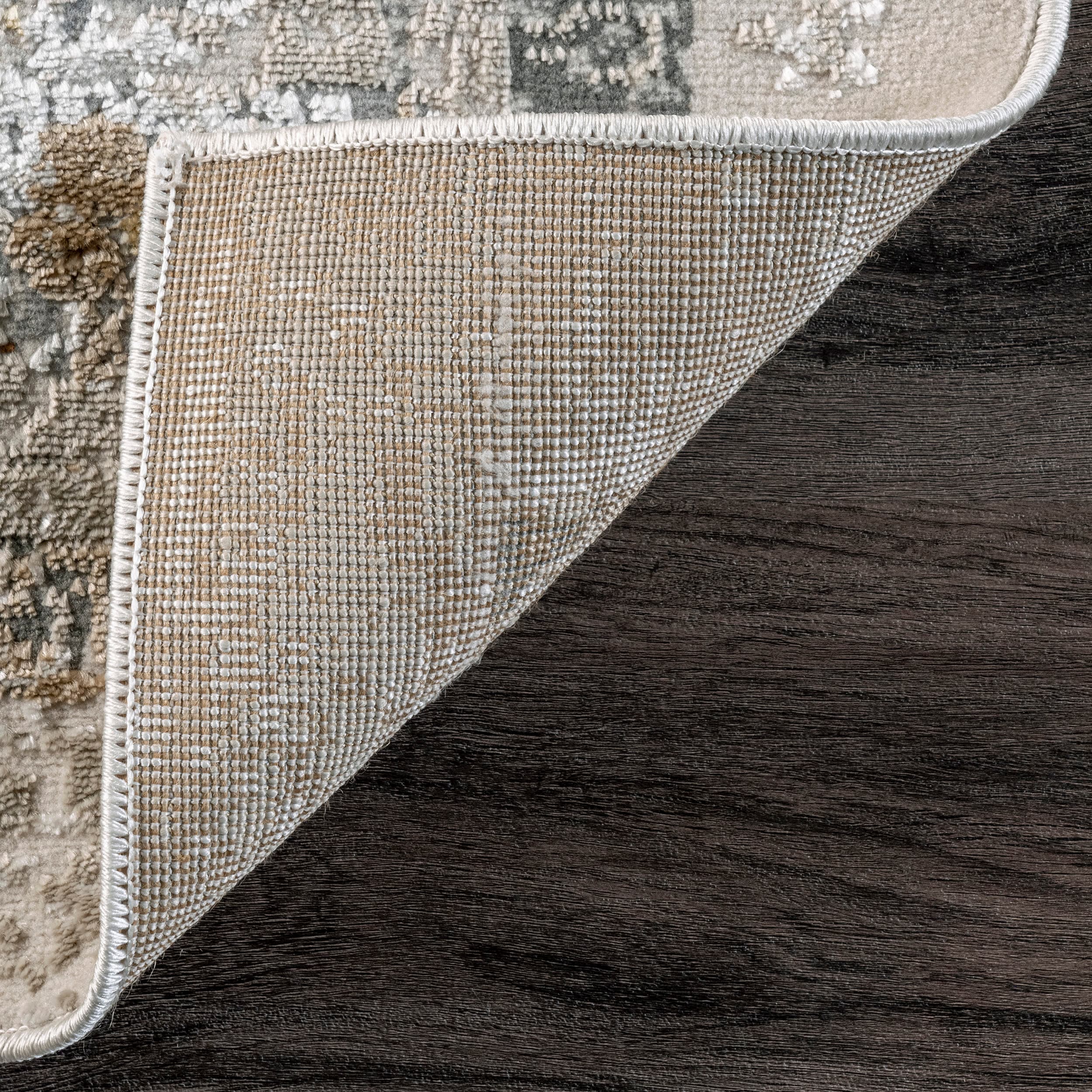 Elegant Faded Medallion 4' x 6' Beige Synthetic Area Rug