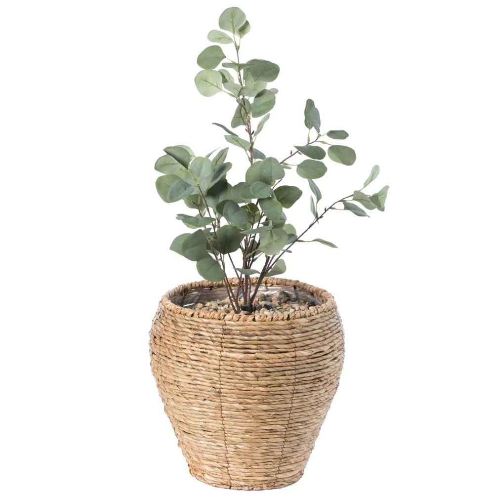 Vintiquewise QI003832.M Round 12.0-in W x 12.75-in H x 12-in D Brown Wood Indoor/Outdoor Planter