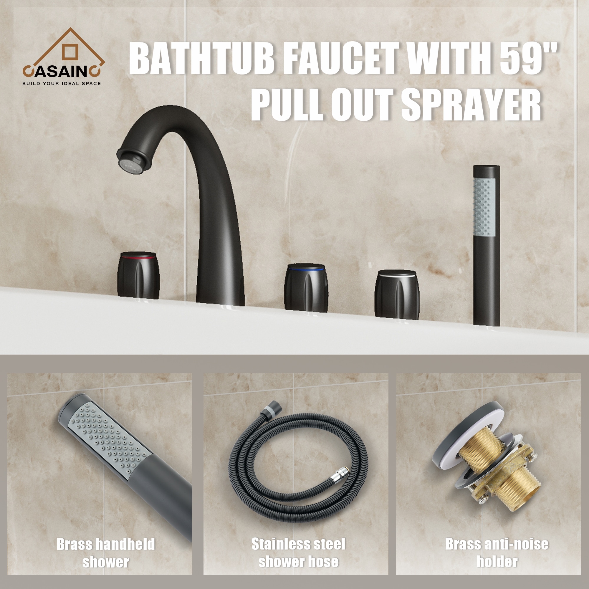 CASAINC KCLT0056-BN Roman-Tub-Faucets - View #7