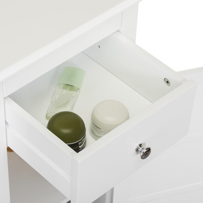 Elegant Home Fashions Sierra 13.5-in W x 32-in H x 11-in D White MDF Freestanding Linen Cabinet Elegant Home Fashions Sierra 13.5-in W x 32-in H x 11-in D White MDF Freestanding Linen Cabinet