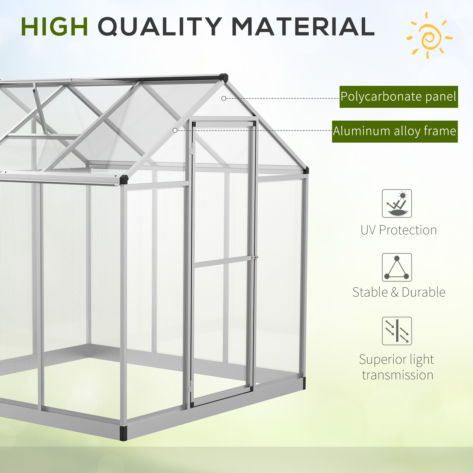 Outsunny 6-ft L x 6-ft W x 6.4-ft H Clear Greenhouse in the Greenhouses ...