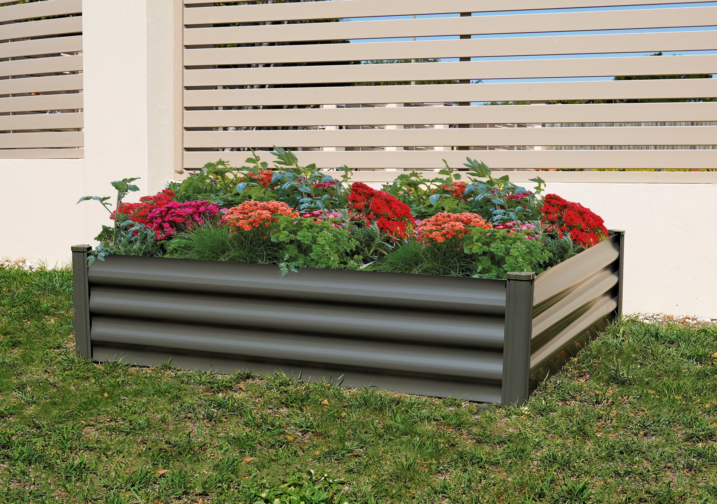 48" Gray Galvanized Steel Raised Garden Bed