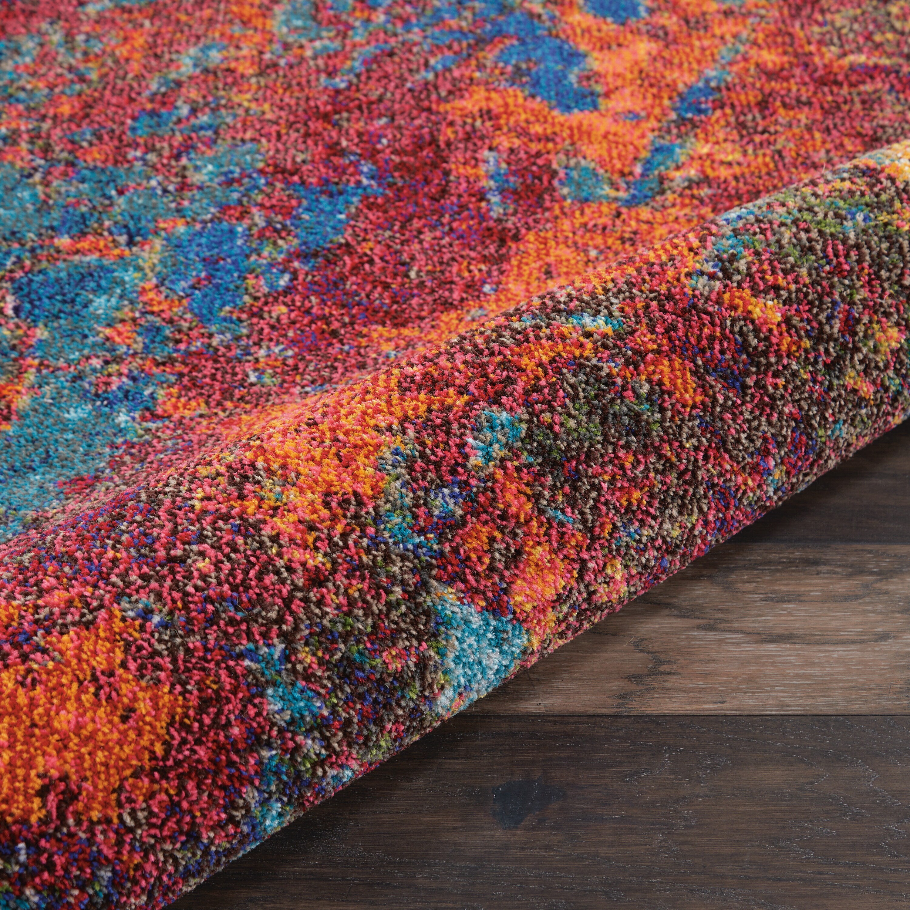 Atlantic Abstract Blue and Orange Synthetic Rug 7'10" x 10'6"