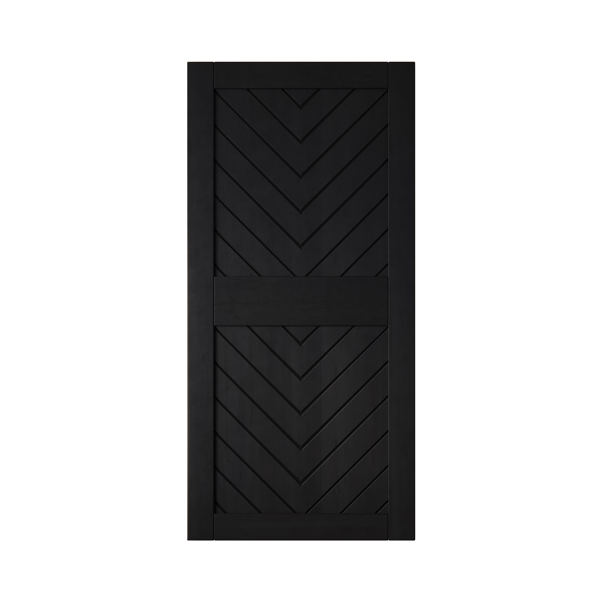 HOMACER JT3-3284-BK 32-in x 84-in Black Herringbone Pine Wood Solid core Single Barn Door (Hardware Not Included)