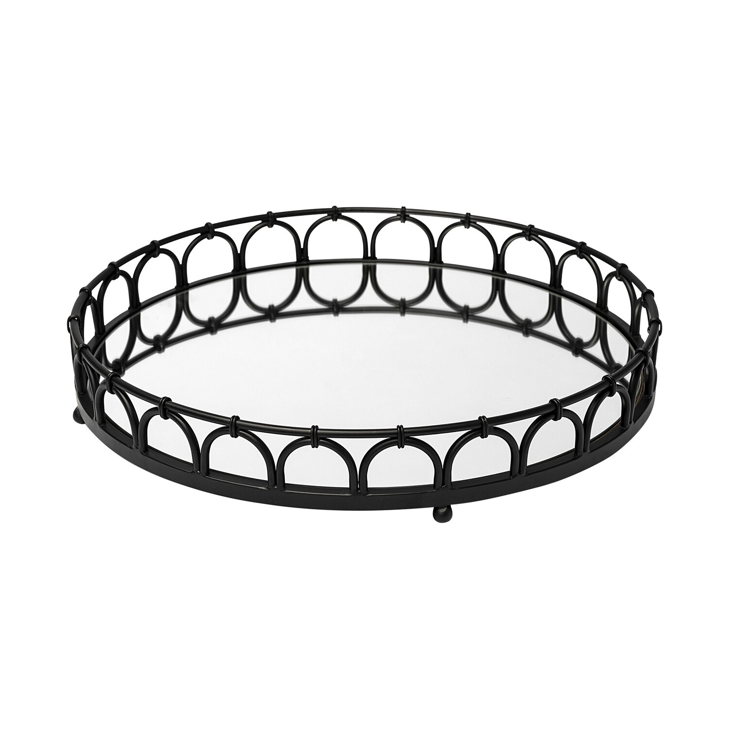 HomeRoots 4000376052 3-in x 20-in Black Round Serving Tray