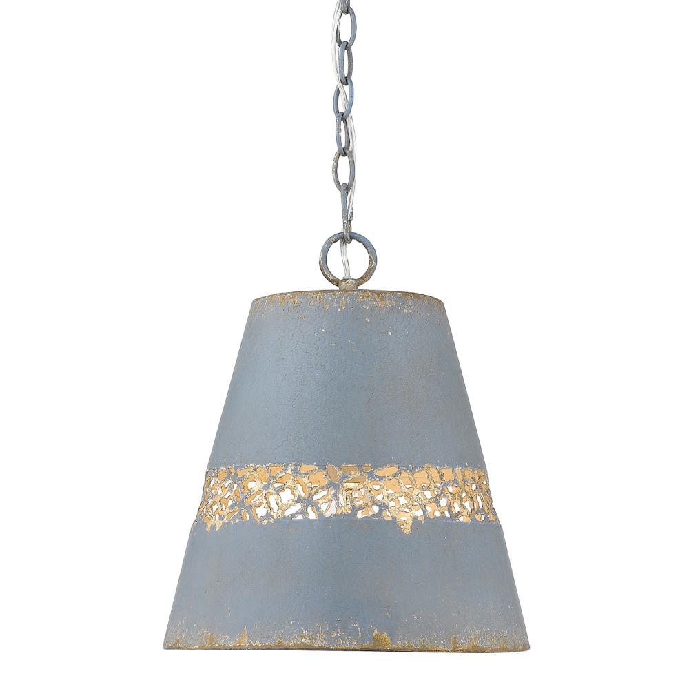 Golden Lighting Isabel Colonial Blue Rustic Lantern Pendant Light
