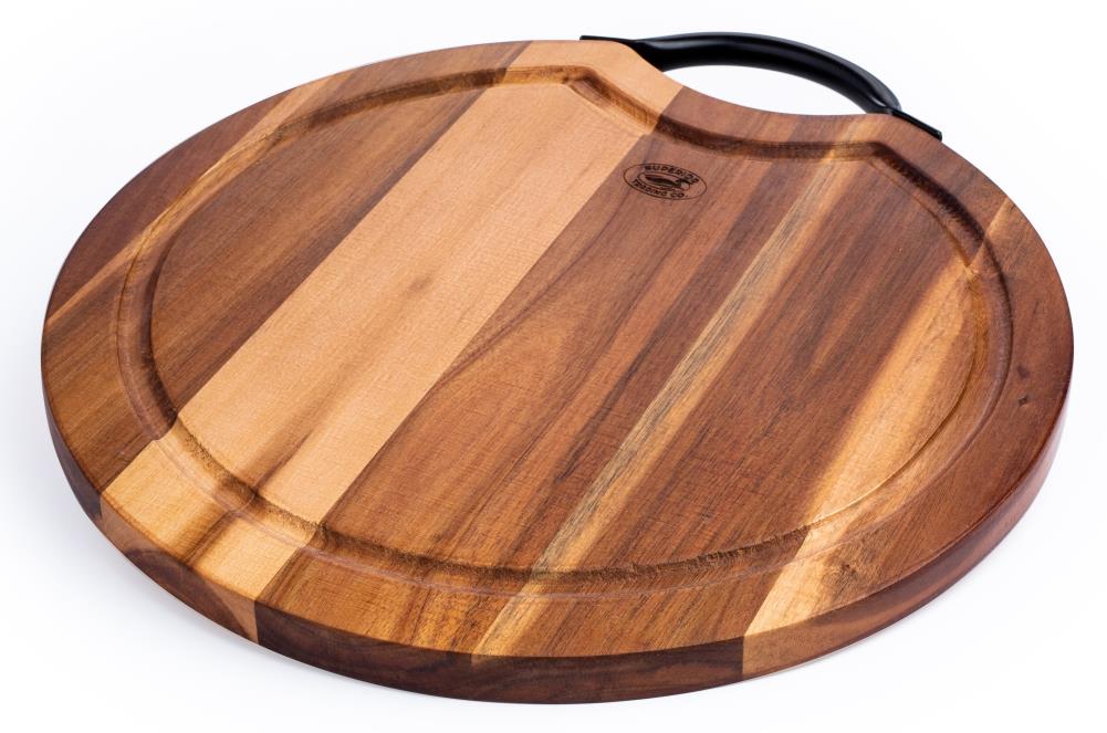 5-Piece 15.75 in. Natural Wood Round Teak Cutting Board Set