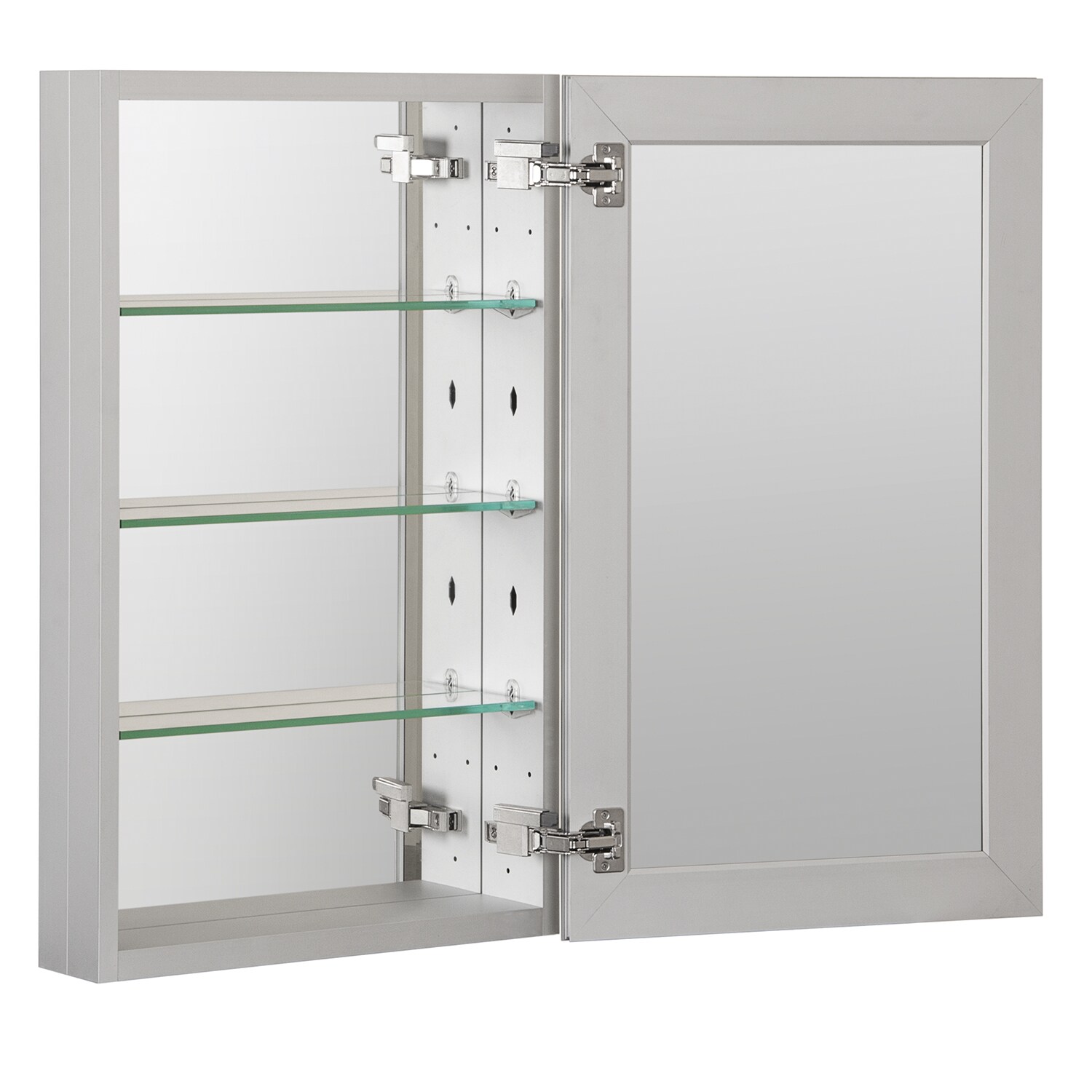 Forclover KF 19-in x 30-in Surface/Recessed Mount Satin Mirrored Soft Close Medicine Cabinet