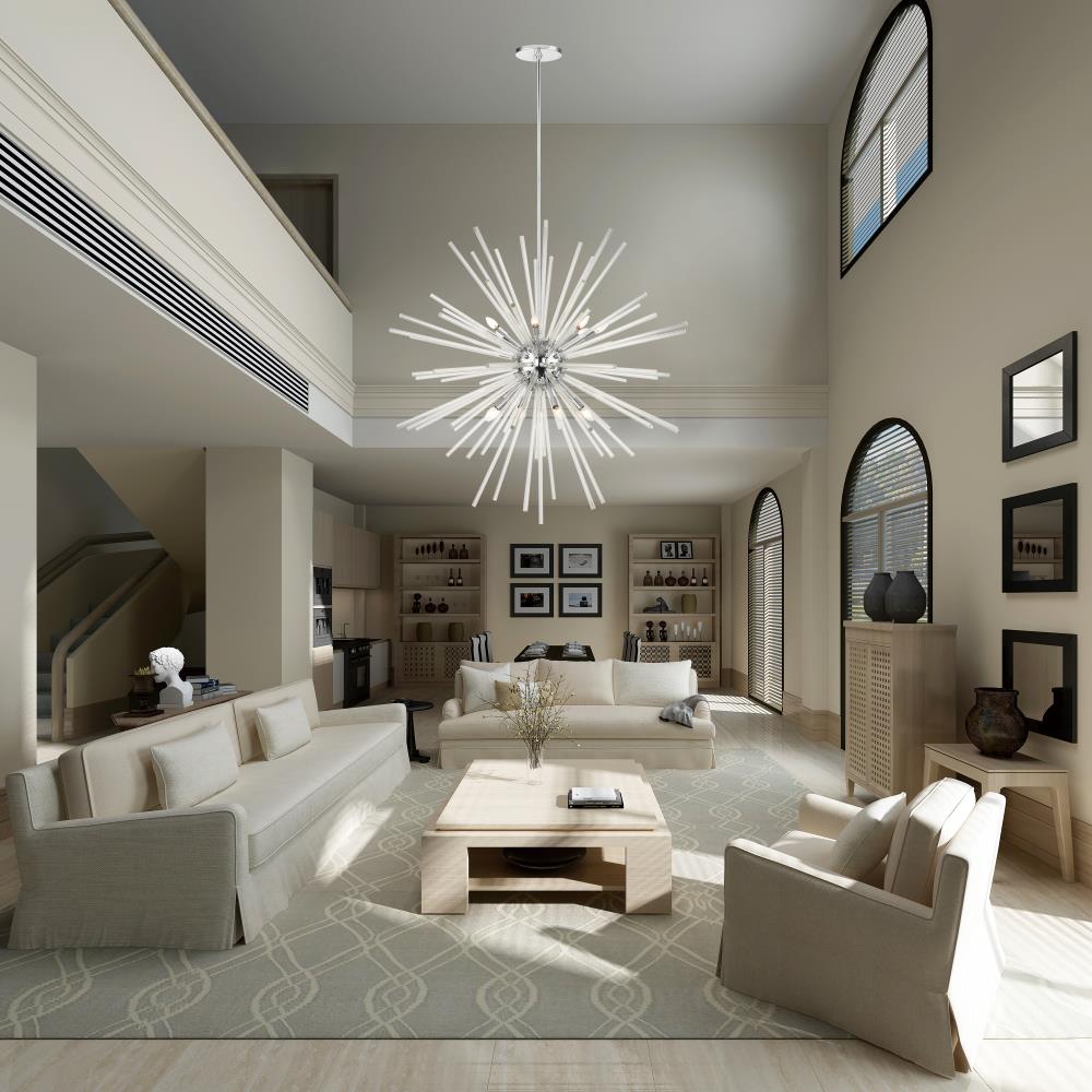 Polished Chrome and Clear Crystal 16-Light Foyer Pendant