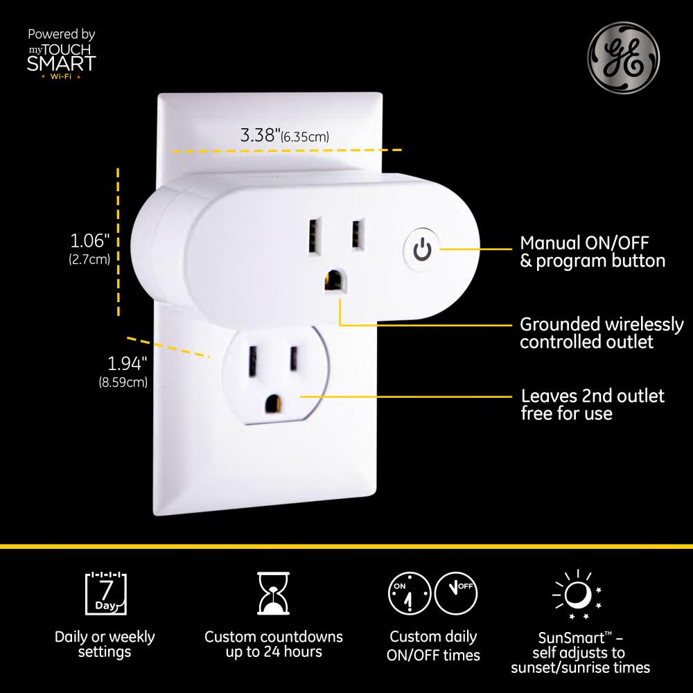  GE CYNC Outdoor Smart Plug, Bluetooth and Wi-Fi Outlet Socket,  Weather Resistant Plug, Voice Control Outlet, Works with Alexa and Google  (1 Pack) : Everything Else