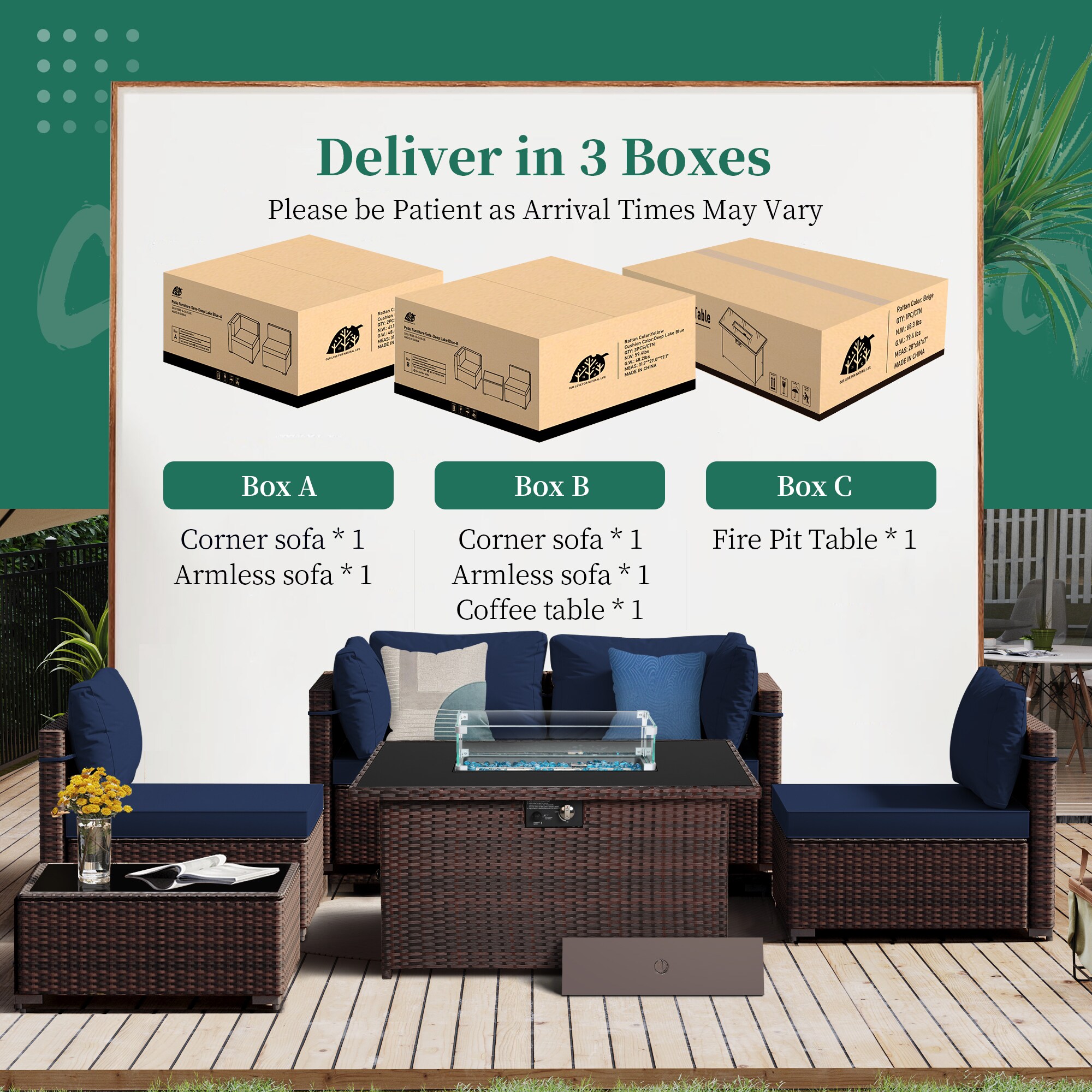 UPHA TBSF-AB43BR-NAVYBLUE Patio-Conversation-Sets - View #10