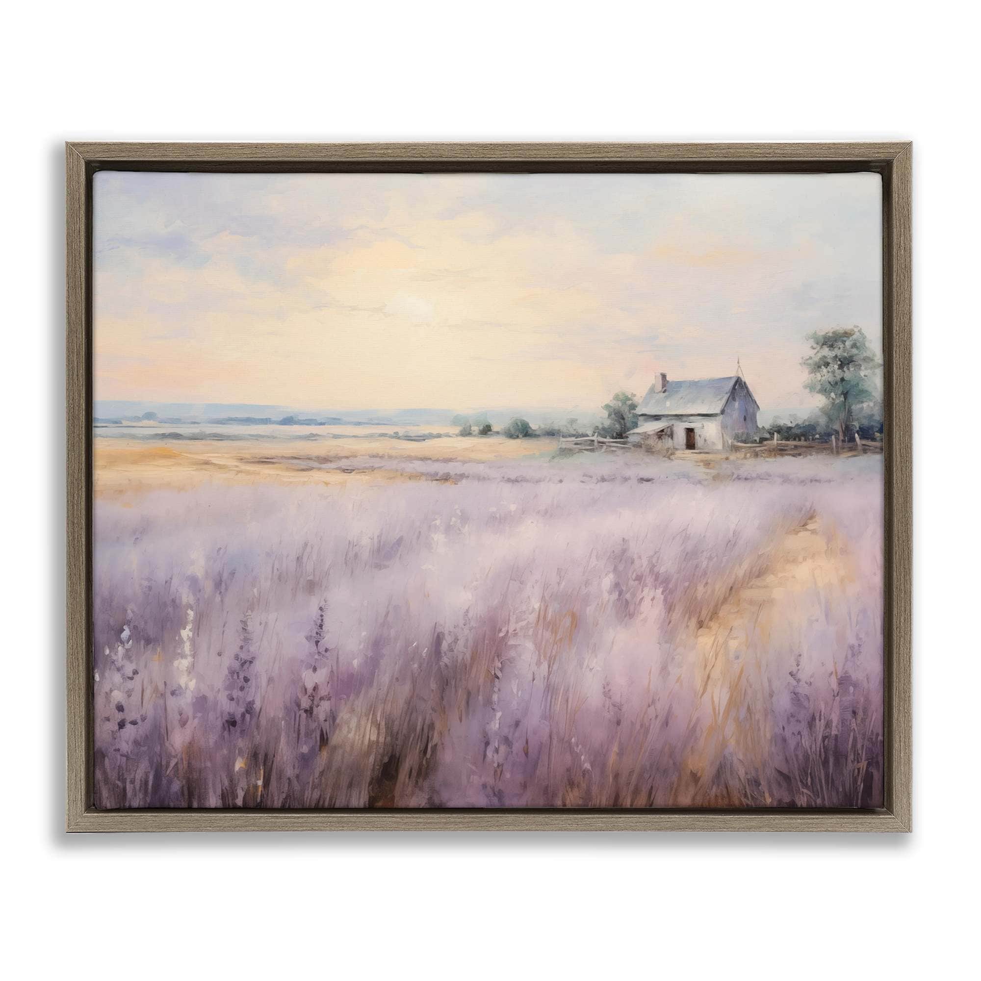 Stupell Industries BT-756-FFE-16X20 Lavender Farm Fields Brown Framed Floater Canvas Wall Art By Arlington Prints 21 x 17