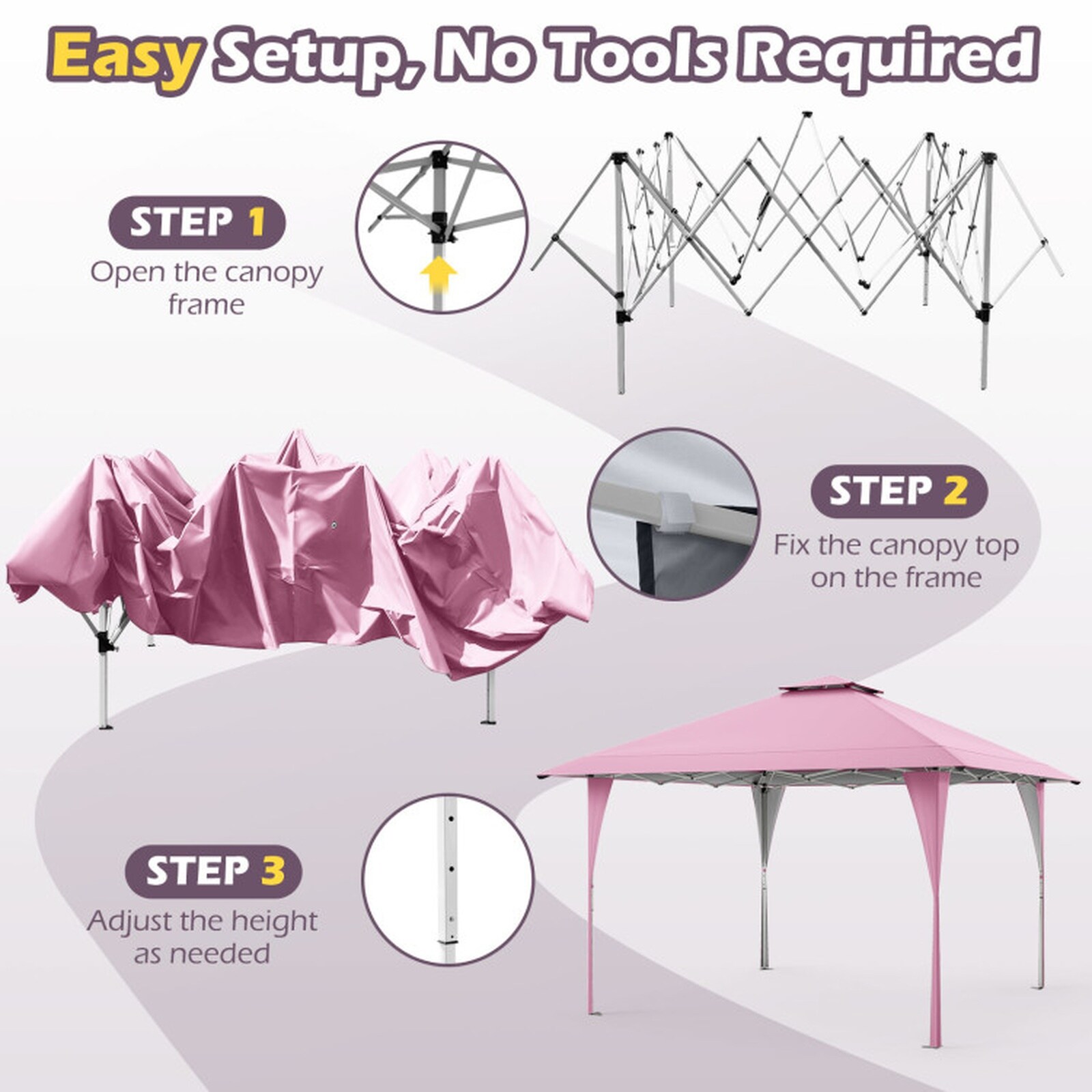 SUGIFT 13-ft x Pop up Gazebo with Portable Carrying Bag 8 Stakes and 4 ...