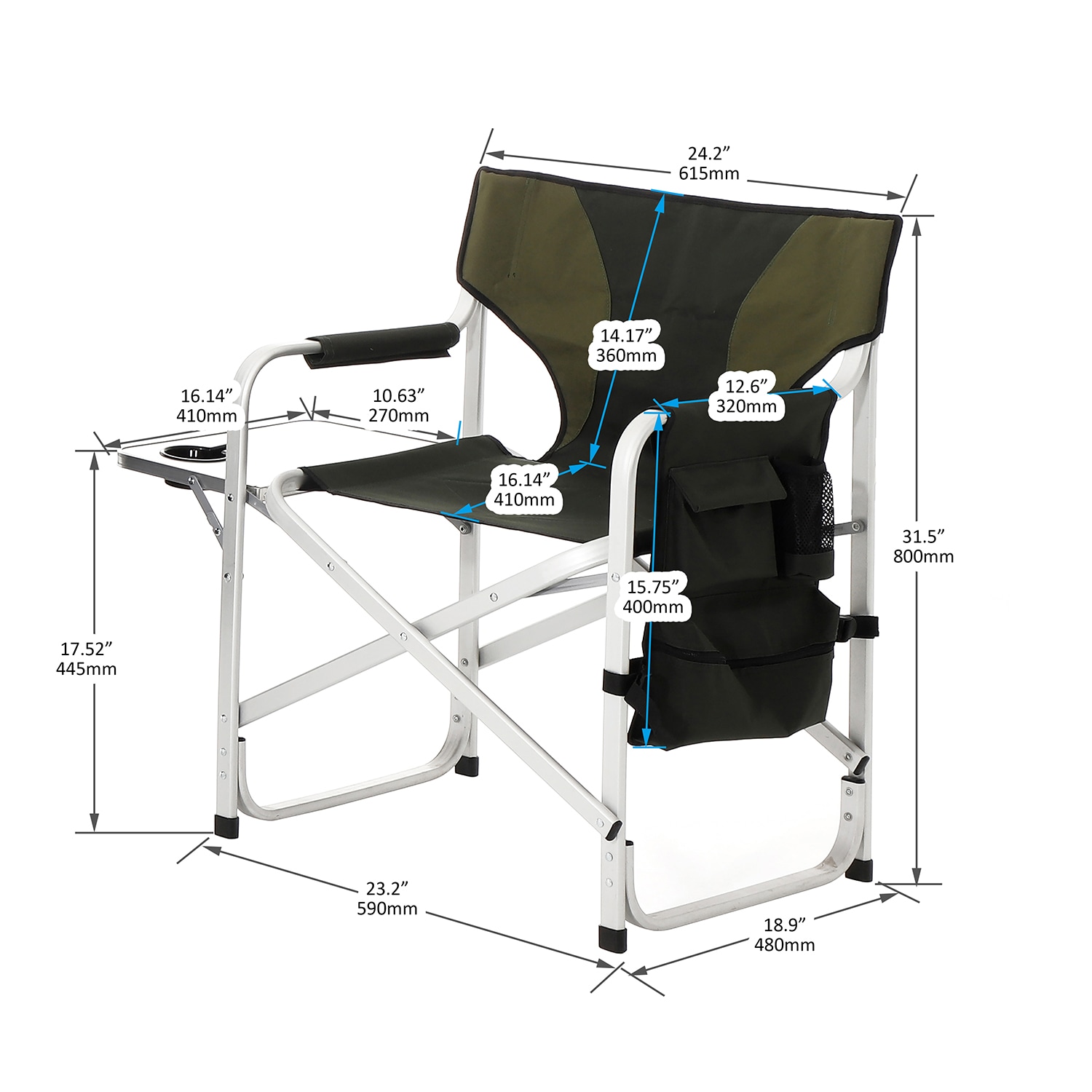 SINOFURN Canvas Green Folding Tailgate Chair in the Beach & Camping ...