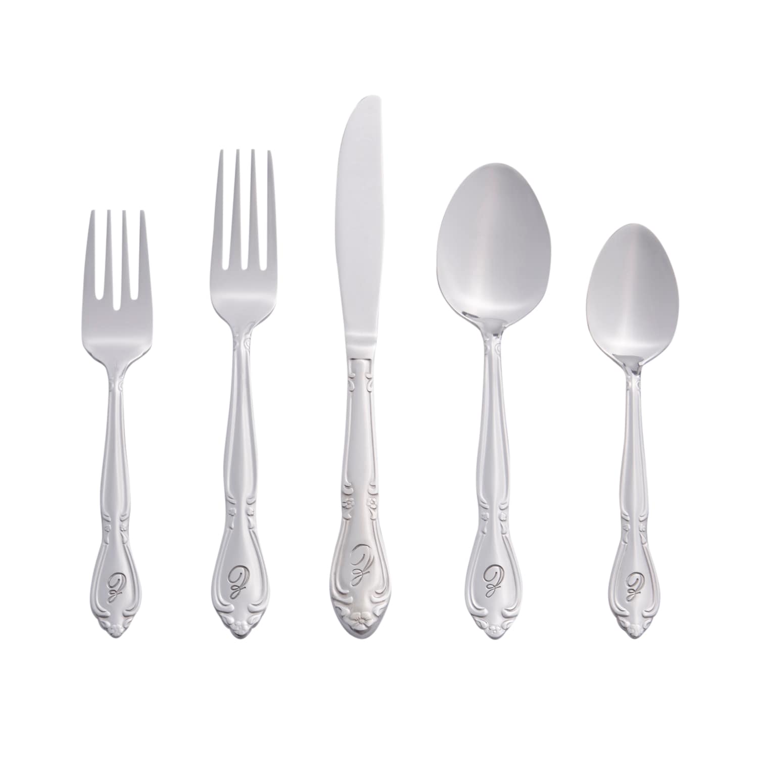 RiverRidge 5417-843-Z Rose Letter Z 46 -Pieces Polished Traditional Flatware