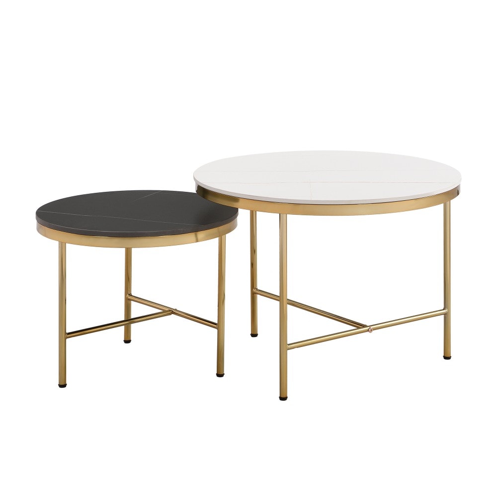 Clihome BH-WF192556AAP Black White Metal Modern Coffee Table