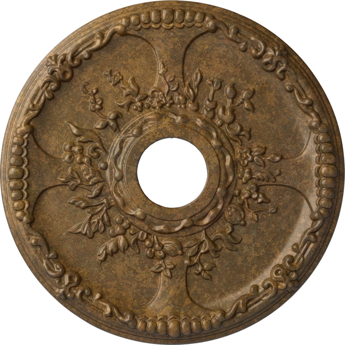 Ekena Millwork CM18SERZS Antioch 18-in W x 18-in L Painted Rubbed Bronze Polyurethane Whole Ceiling Medallion