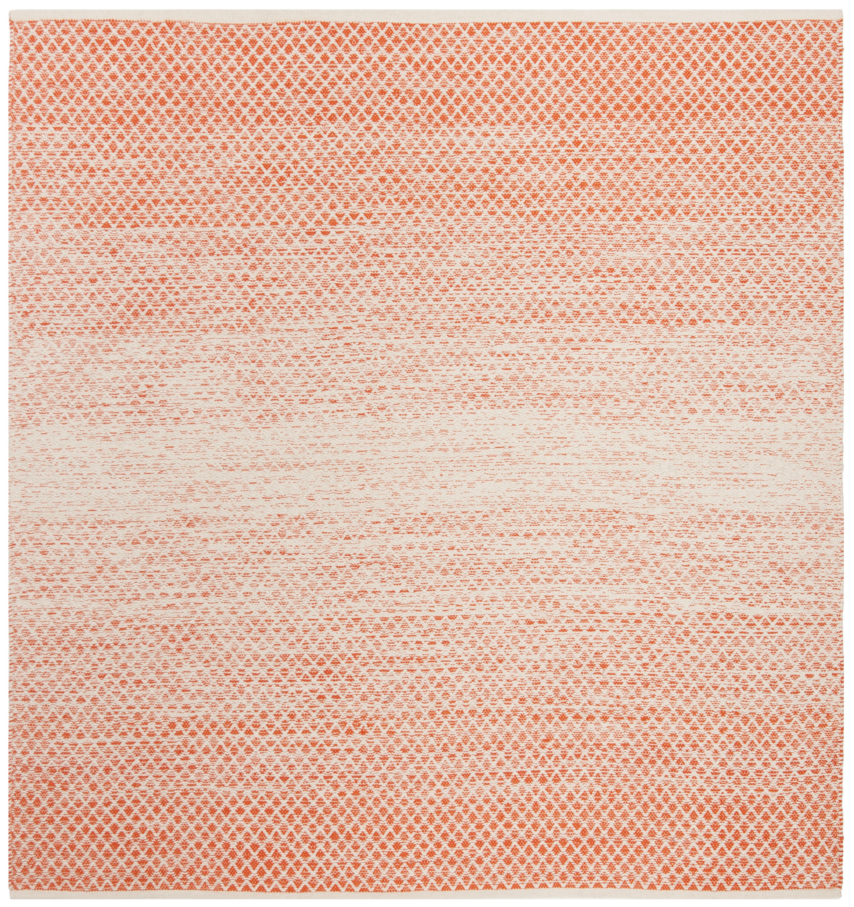 Coastal Charm Orange/Ivory Square Cotton Flatweave Rug