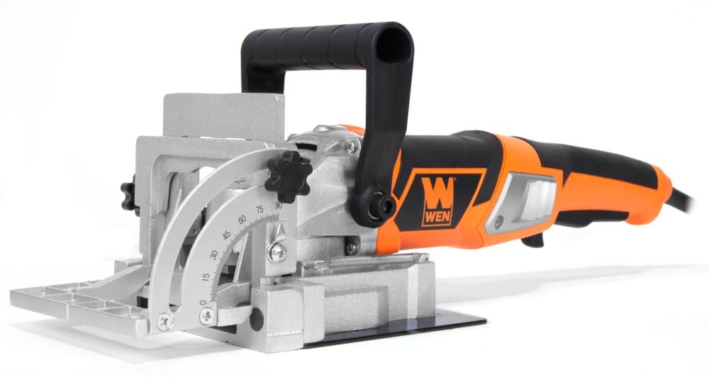 WEN 8.5-Amp Plate and Biscuit Joiner with Case and Biscuits, Orange,  Adjustable Fence, Carbide-tipped Blade in the Biscuit Joiners department at