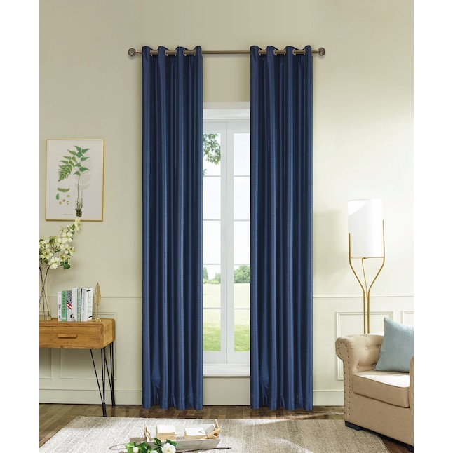 95 In Navy Blue Polyester Blackout, Navy Blue And Beige Curtains