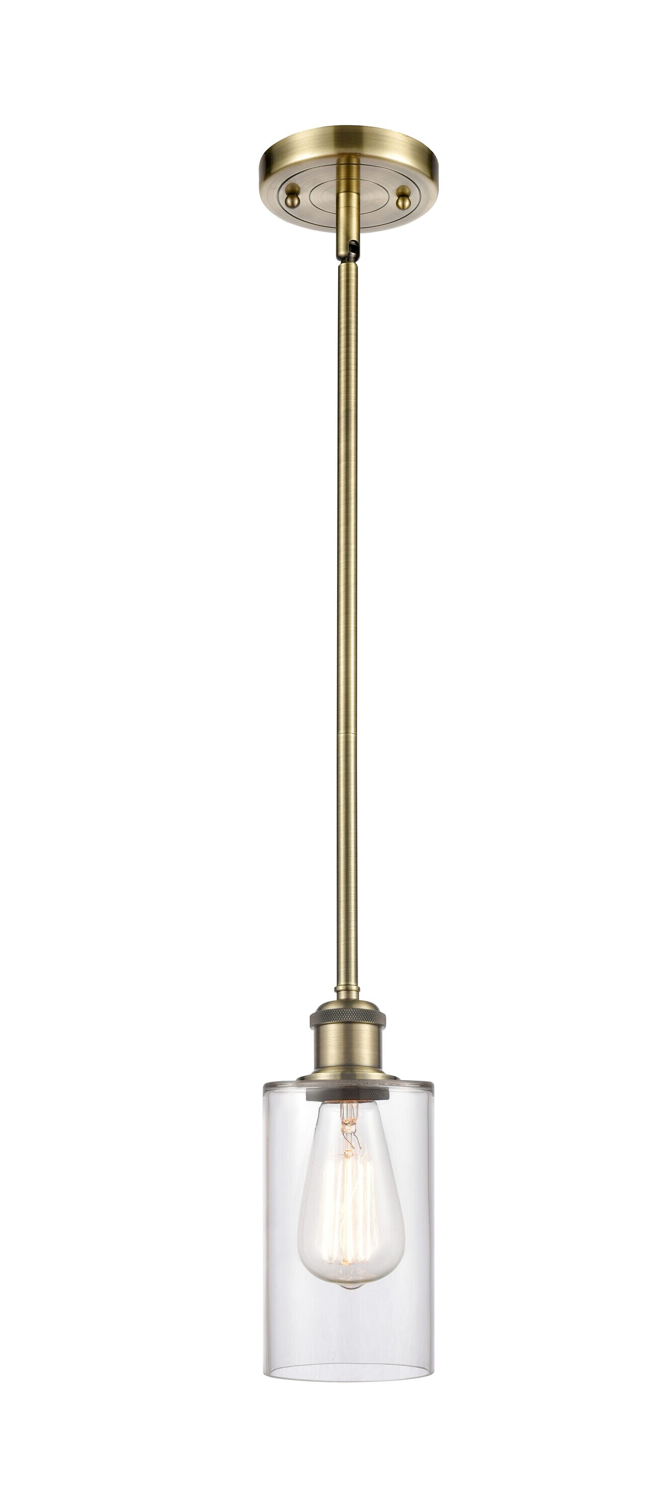 Antique Brass Mini Pendant Light with Glass Shade