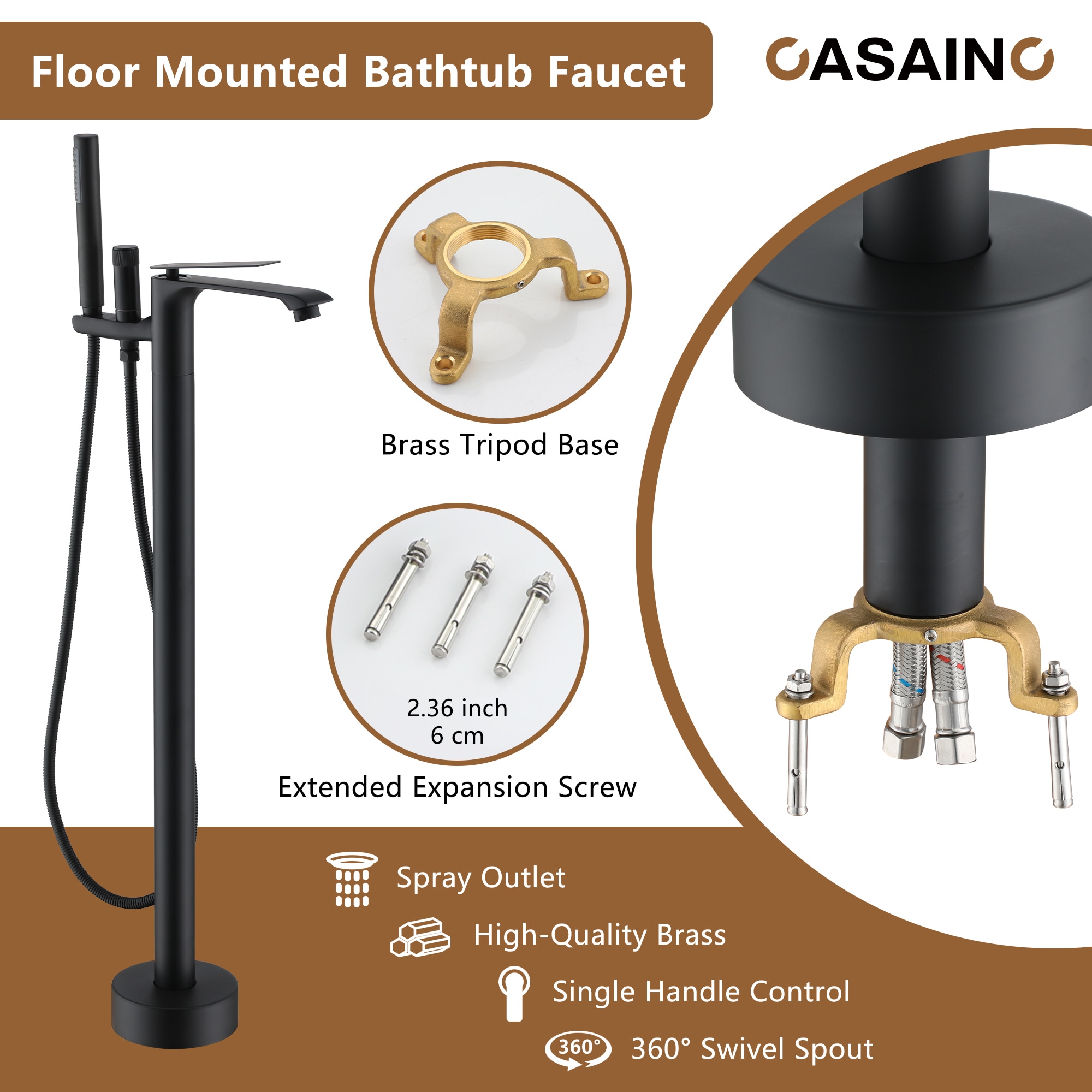 CASAINC TC03-BN Roman-Tub-Faucets - View #4