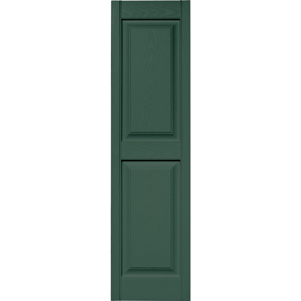 Vantage 2-Pack 14.938-in W x 55.906-in H Forest Green Raised Panel No Batten Vinyl Exterior Shutters
