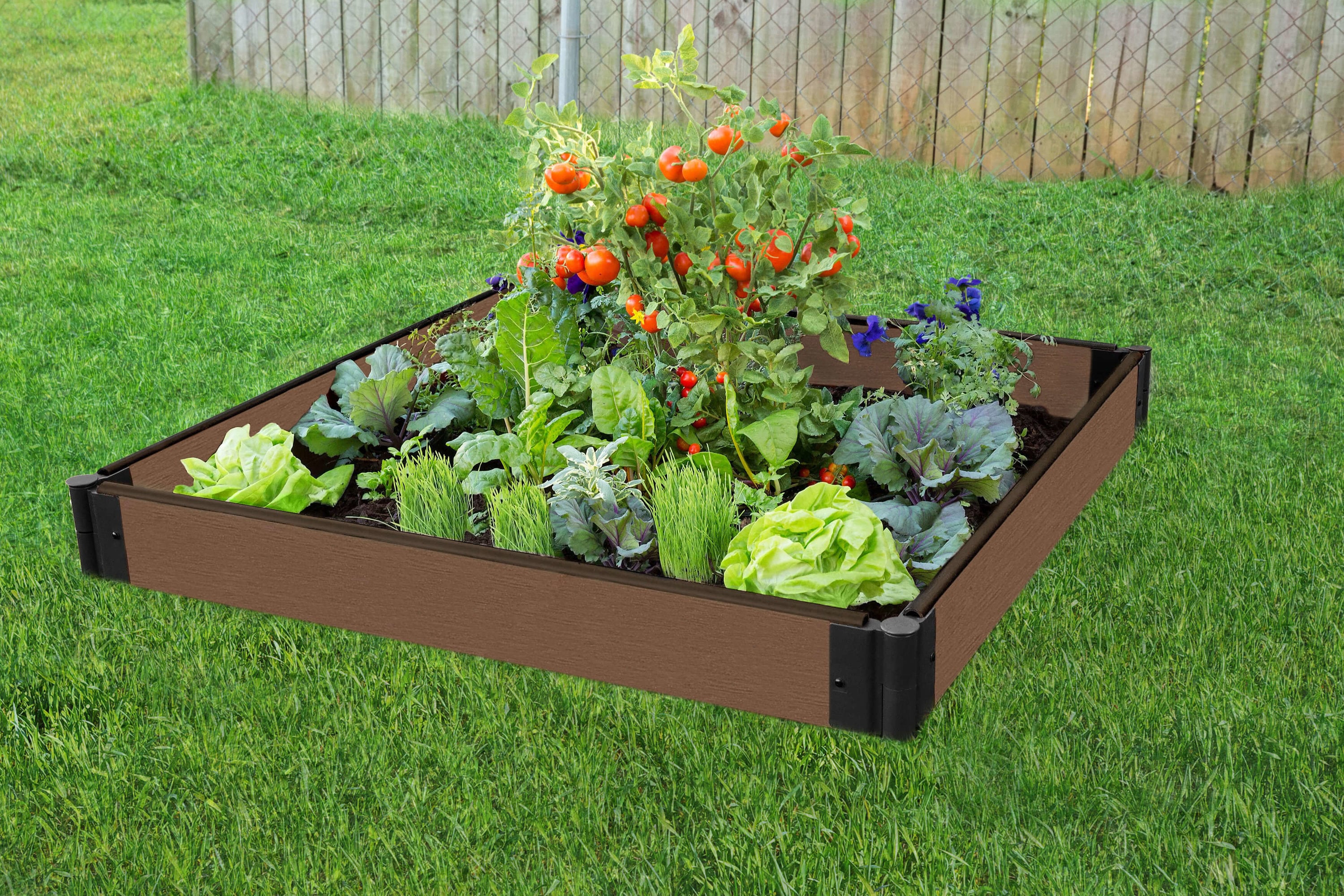 Frame It All 300001424 48-in W x 48-in L x 5.5-in H Uptown Brown Composite Raised Garden Bed