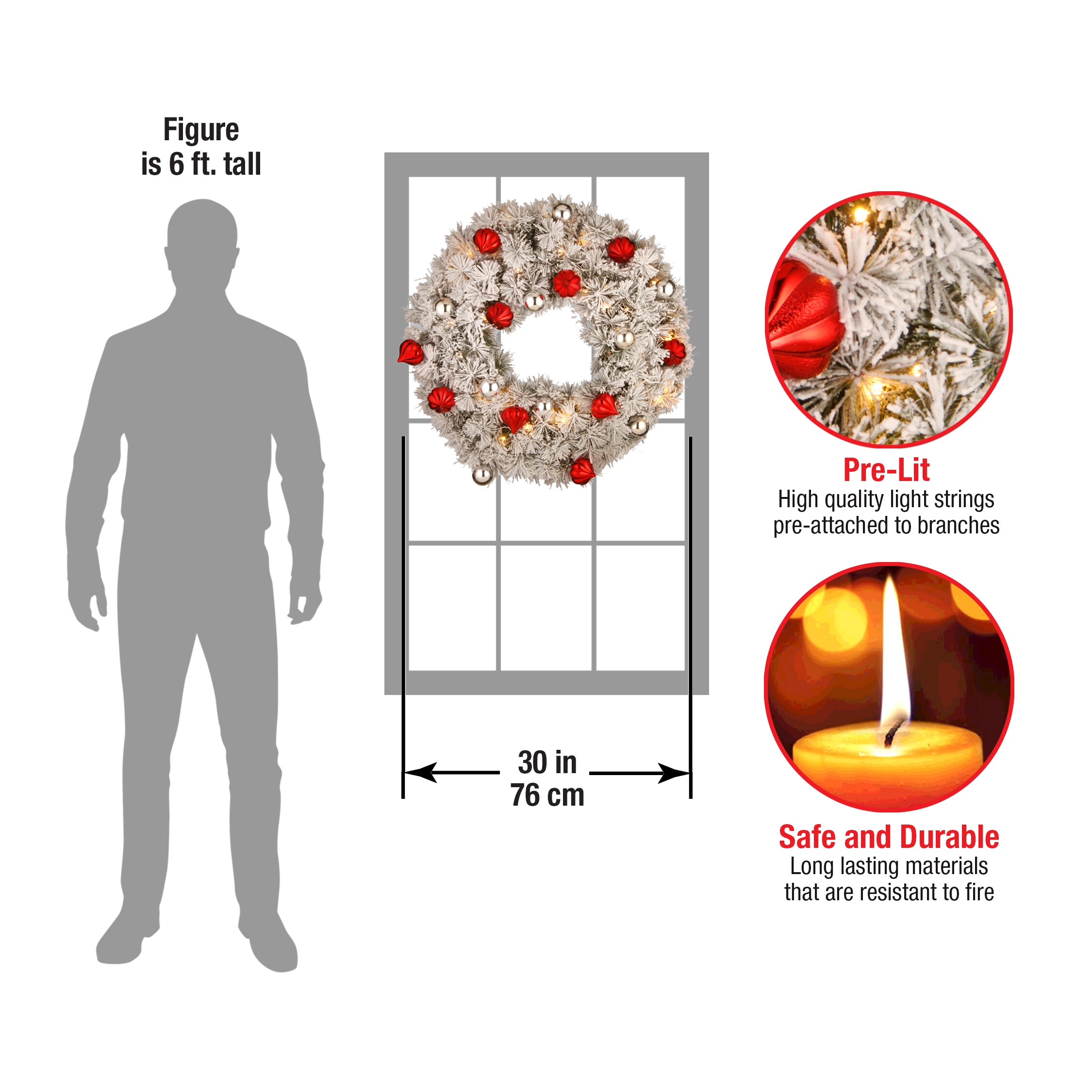 National Tree Company SNP7-308-30W-B1 Artificial-Christmas-Wreaths - View #5