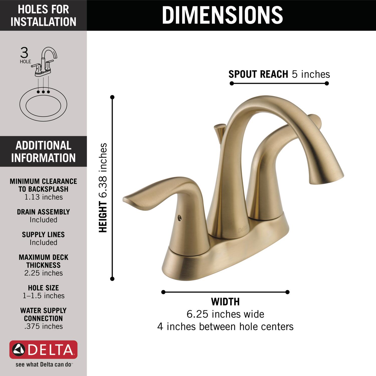 Delta Lahara Champagne Bronze 4-in centerset 2-handle WaterSense