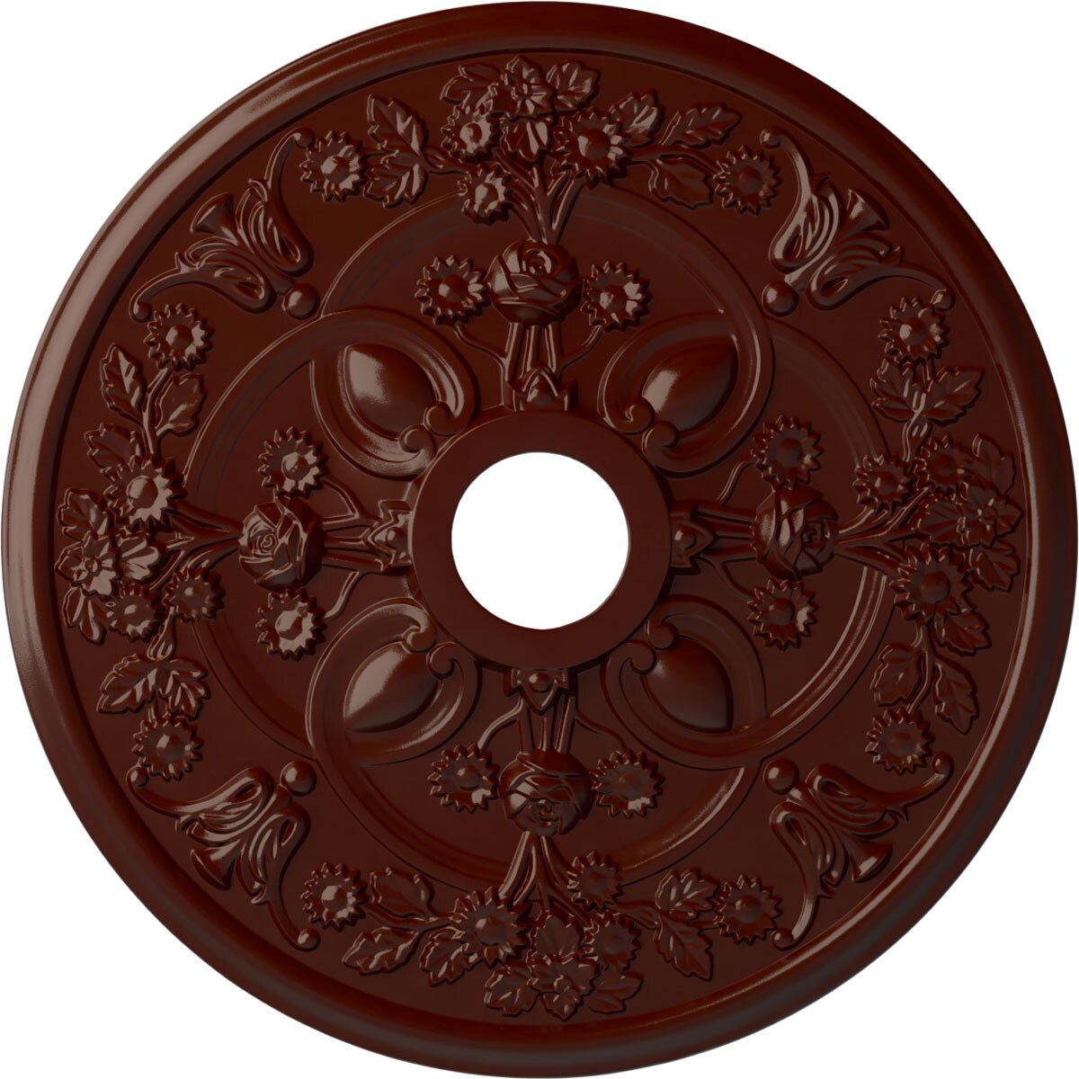Ekena Millwork CM30ROBMF Rose 30.875-in W x 30.875-in L Painted Brushed Mahogany Polyurethane Whole Ceiling Medallion