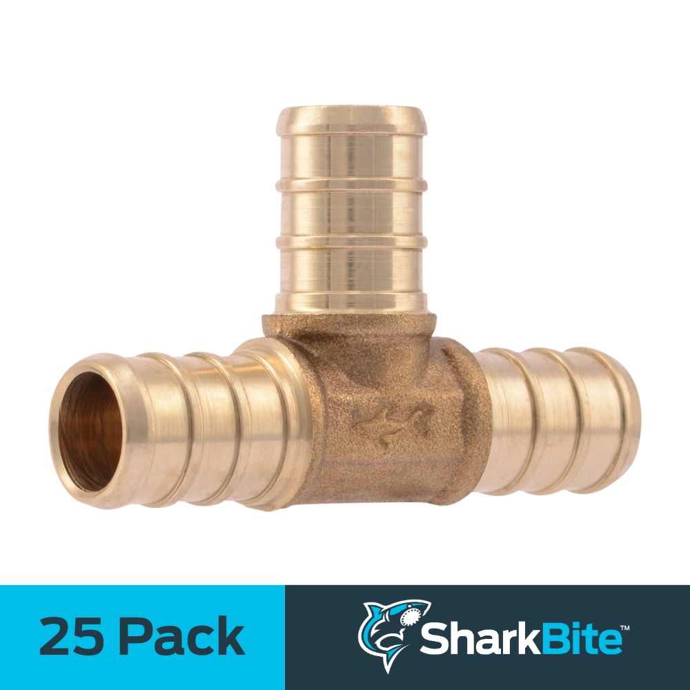 SharkBite UC362LF 1/2-in PEX Crimp Brass Tee (25-Pack)