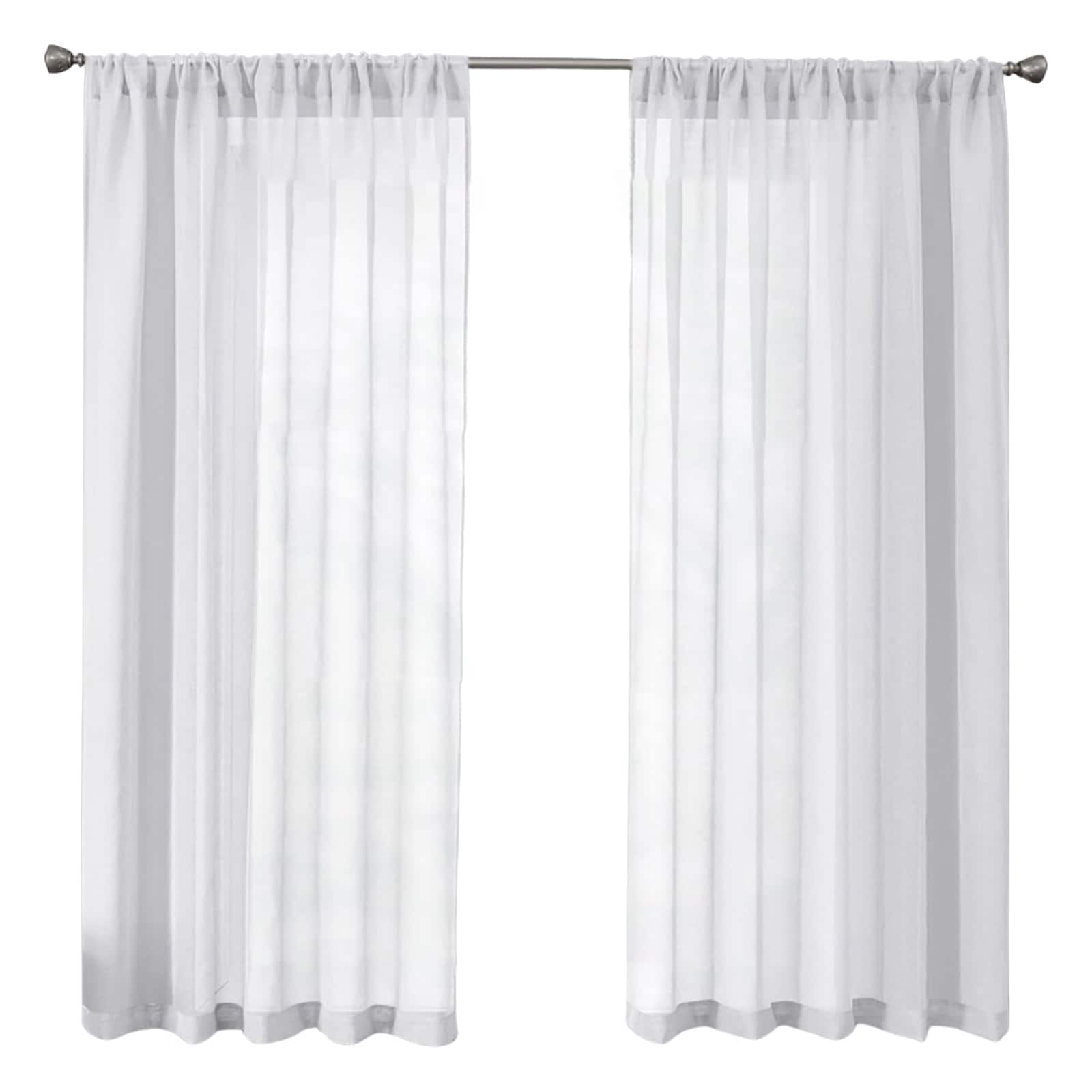 Etokfoks EFT0922C67 Short Sheer Curtains Linen Textured Light Filtering Rod Pocket Voile Curtains for Living Room 54 x 45 Inches White Set of 2 Panels